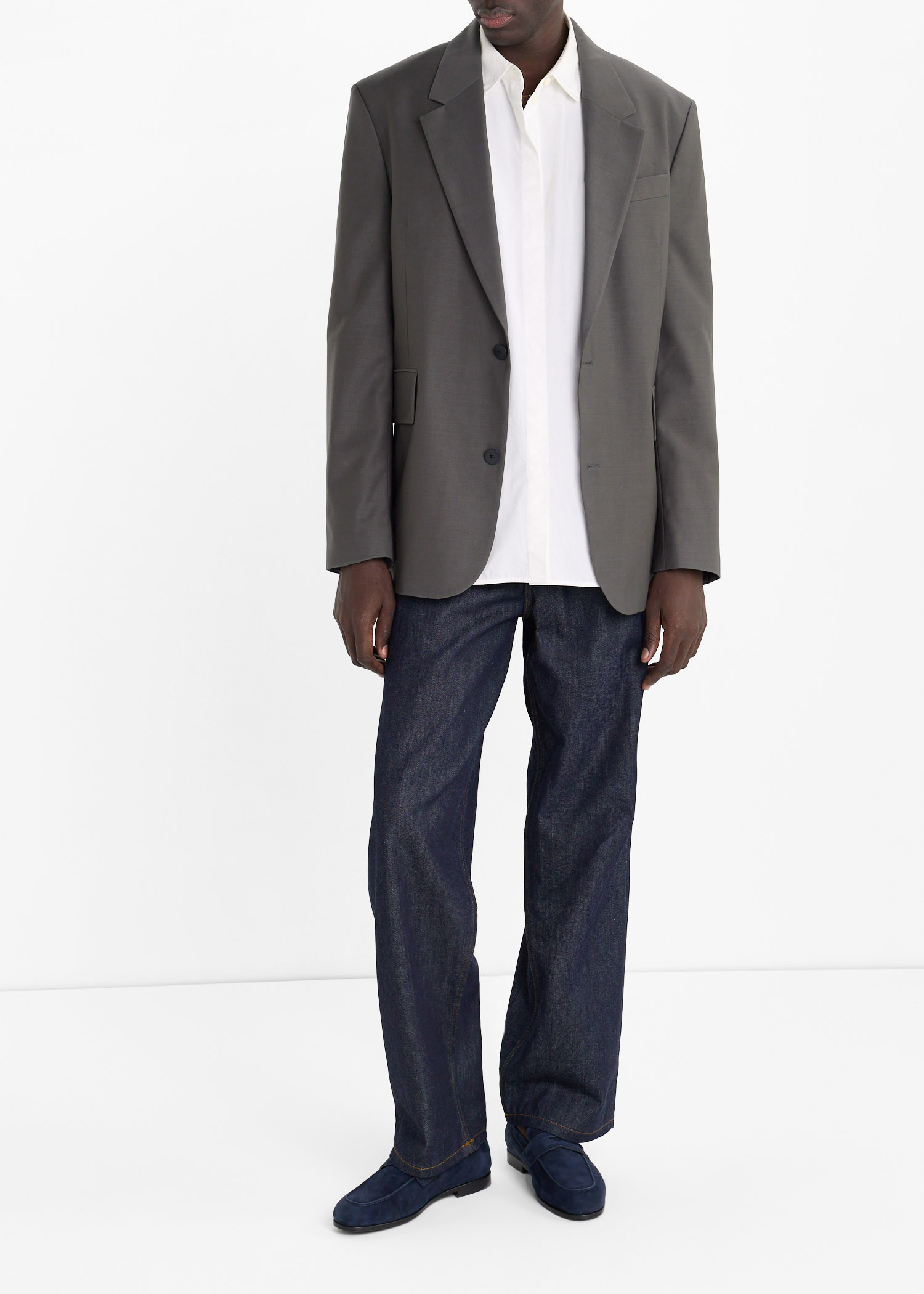 

Suede penny loafers, Navy