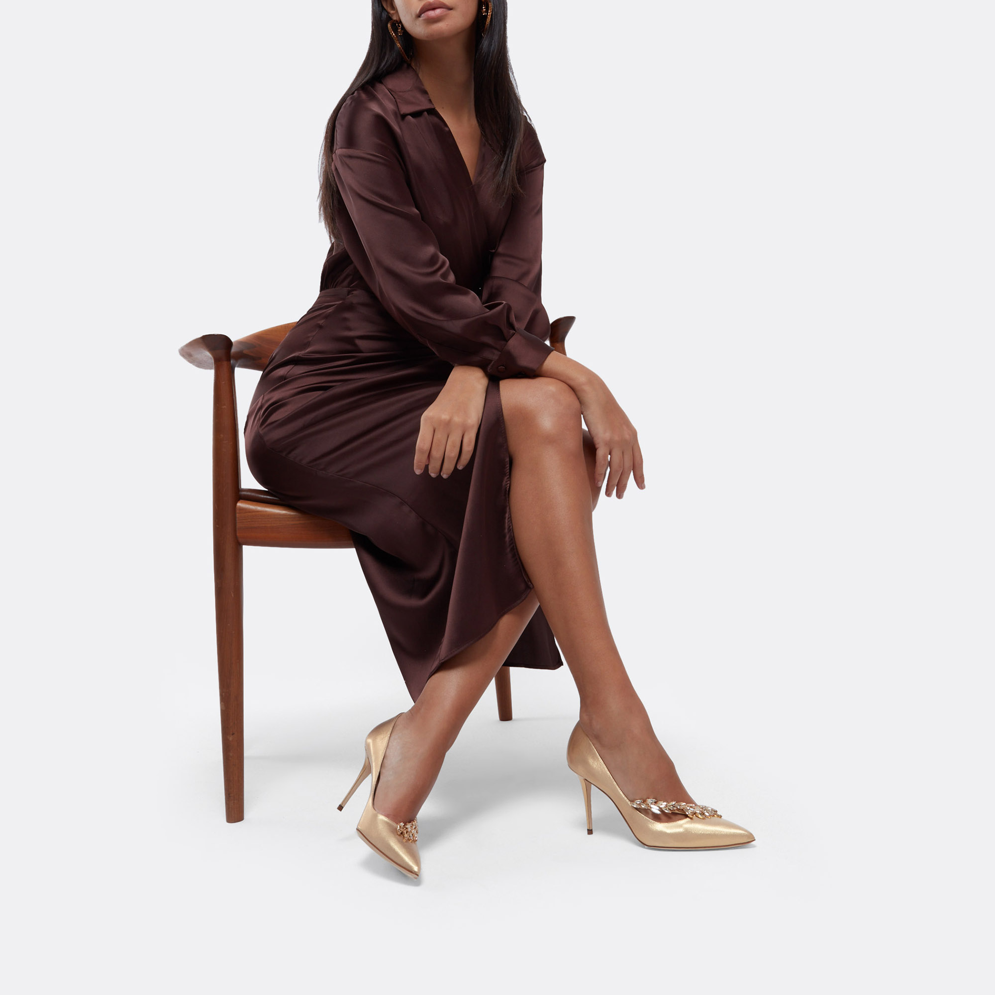 

Nadira satin pumps, Gold
