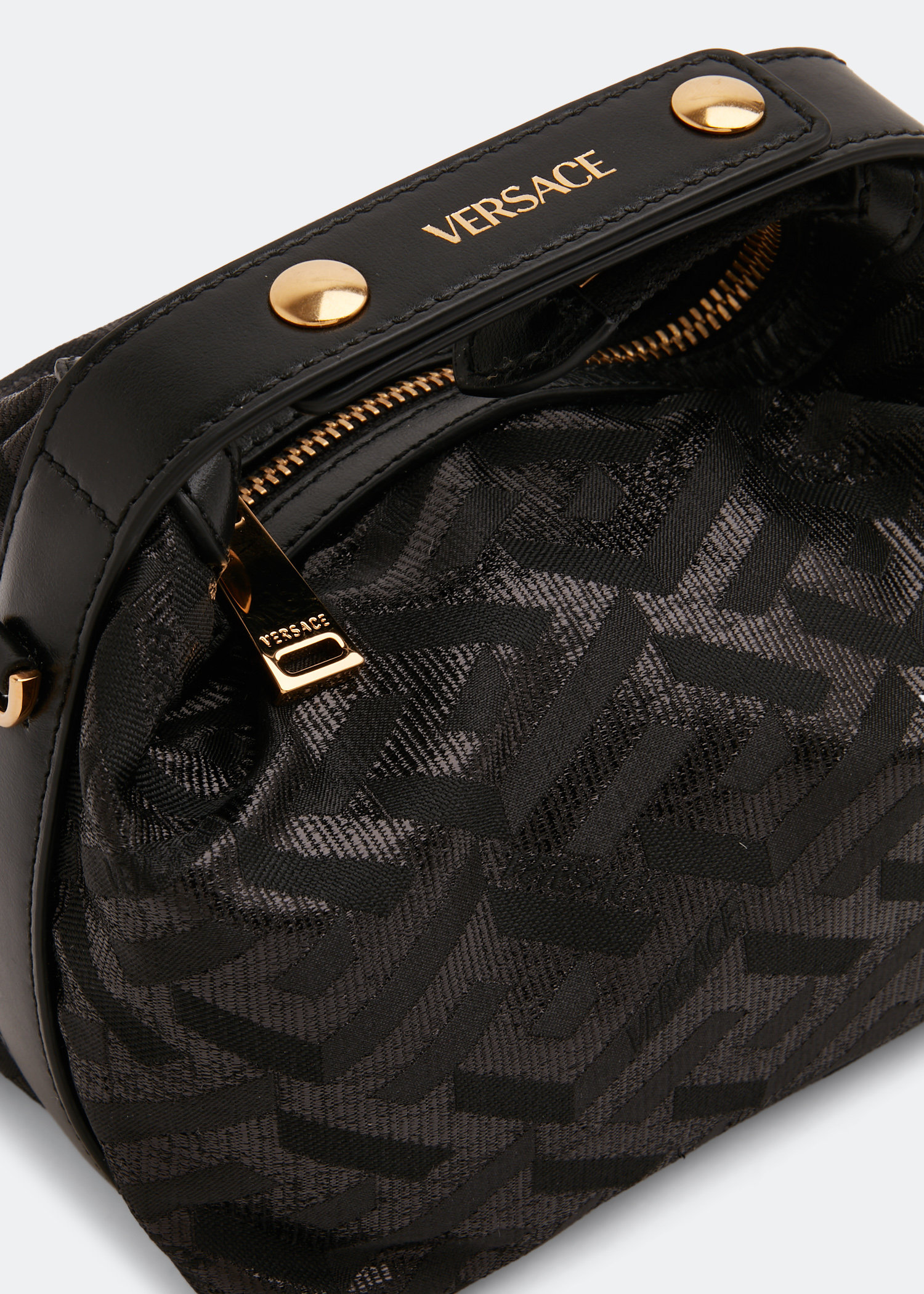 

La Greca signature metallic mini bag, Black