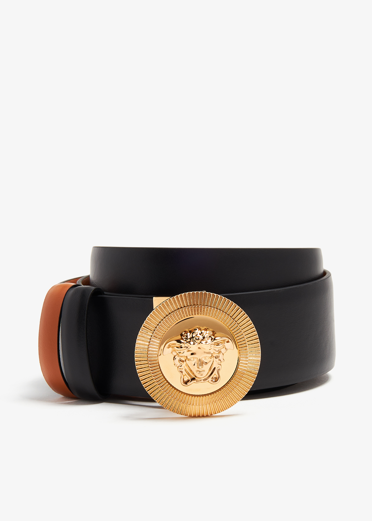 

Medusa Biggie reversible leather belt, Black