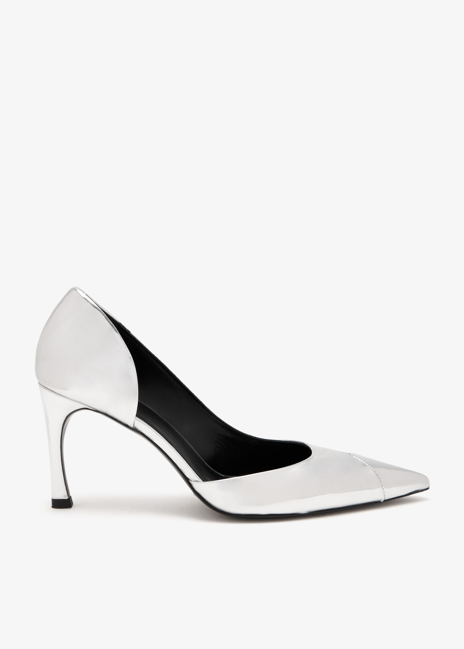 

Metallic leather D'Orsay pumps, Silver