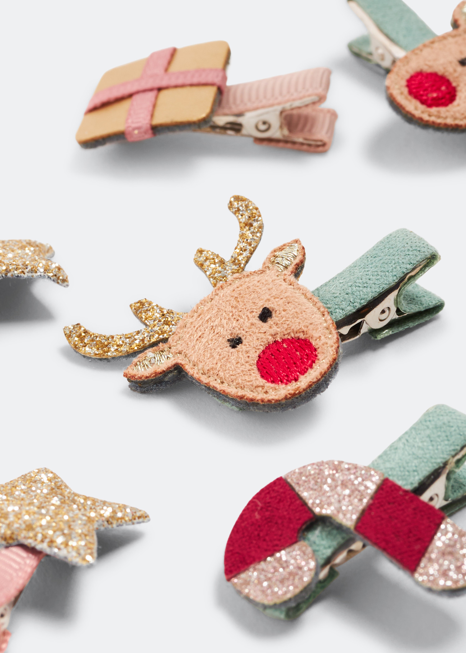

Christmas mini hair clips, Multicolored