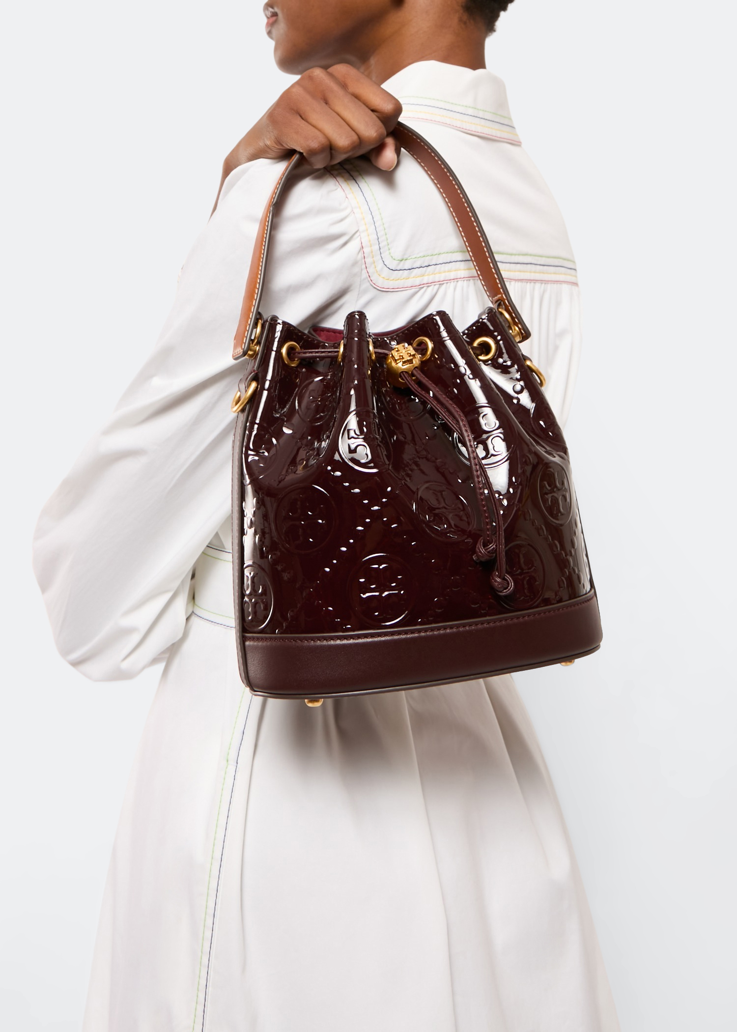 

T Monogram jacquard bucket bag, Purple