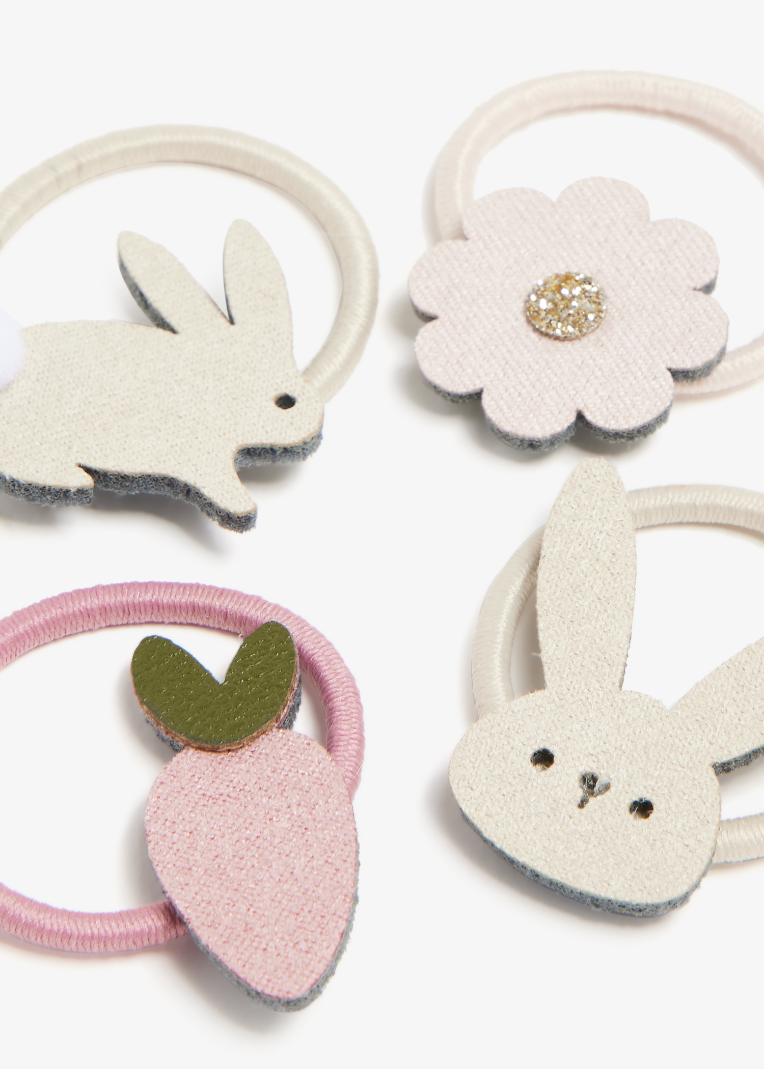 

Bunny and flower hair tie set, Multicolored