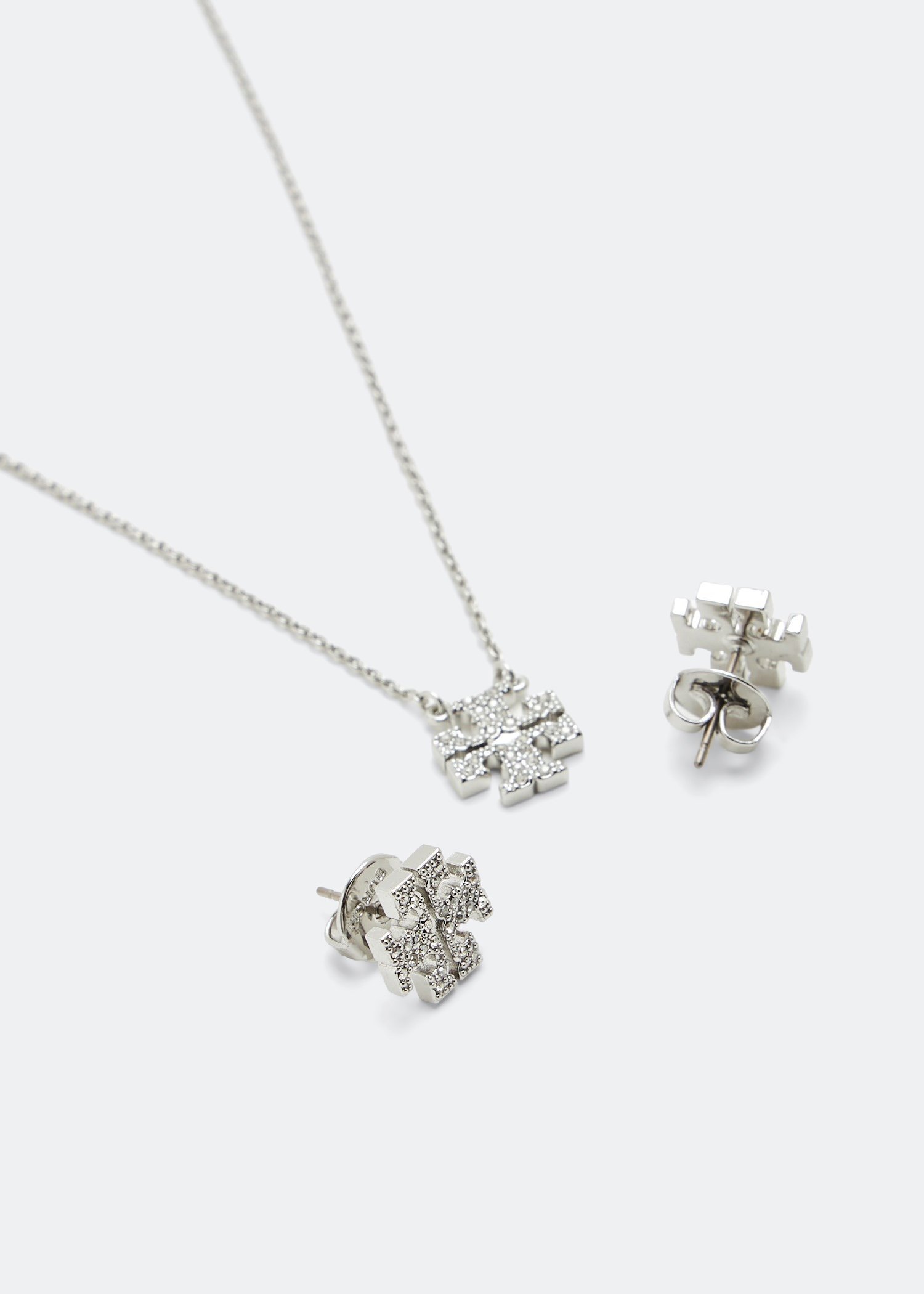 

Kira pave pendant and stud earring set, Silver