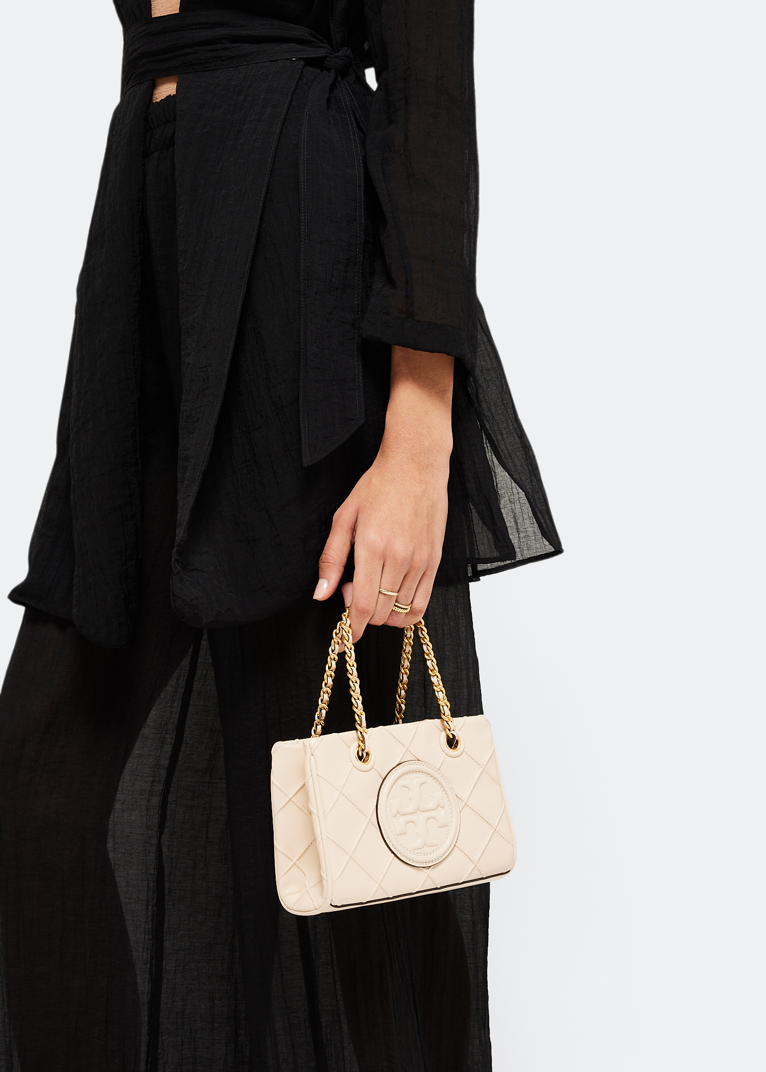 

Fleming soft chain mini tote bag, White