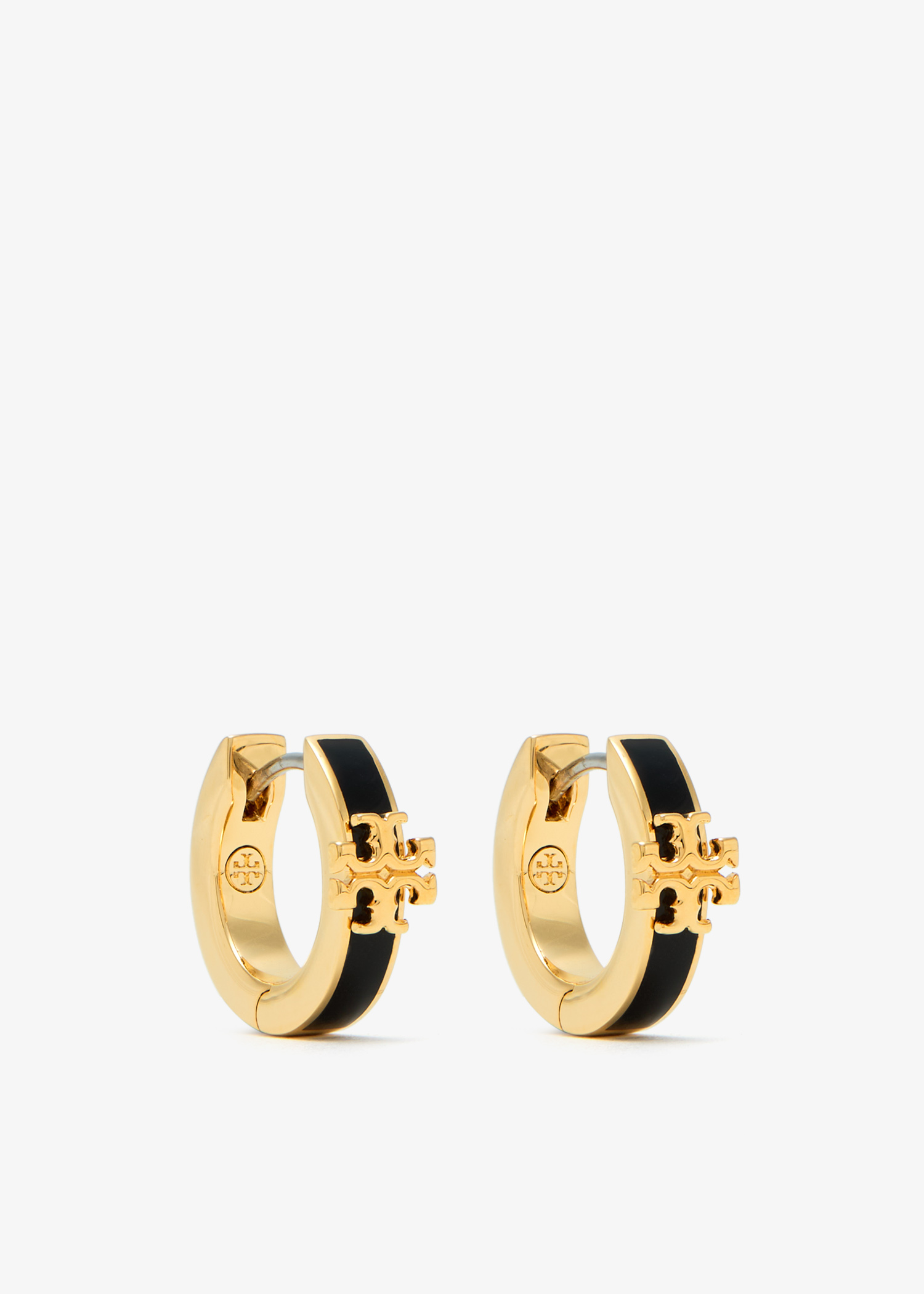 

Kira enamel huggie earrings, Gold