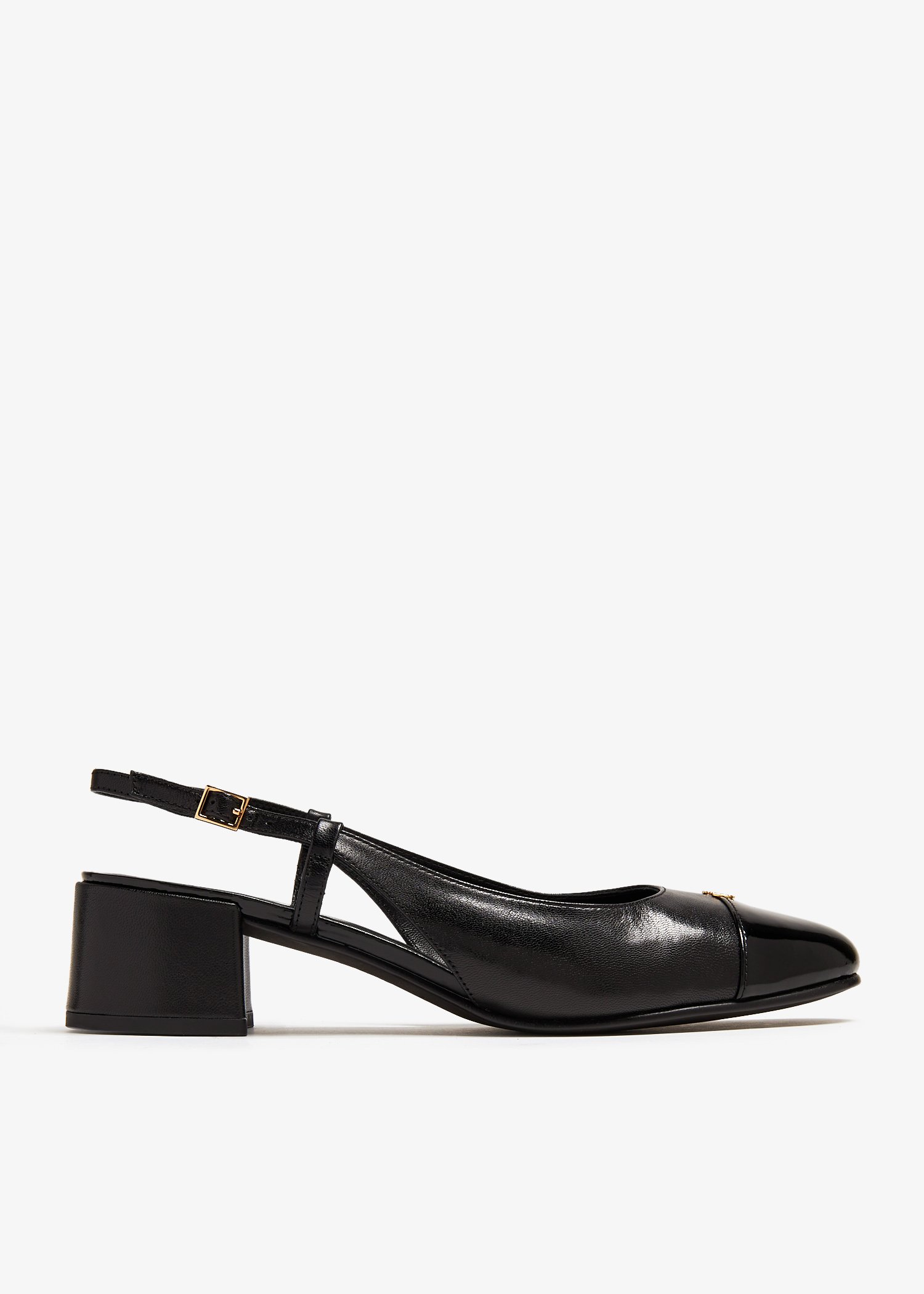 

Cap-toe slingback pumps, Black
