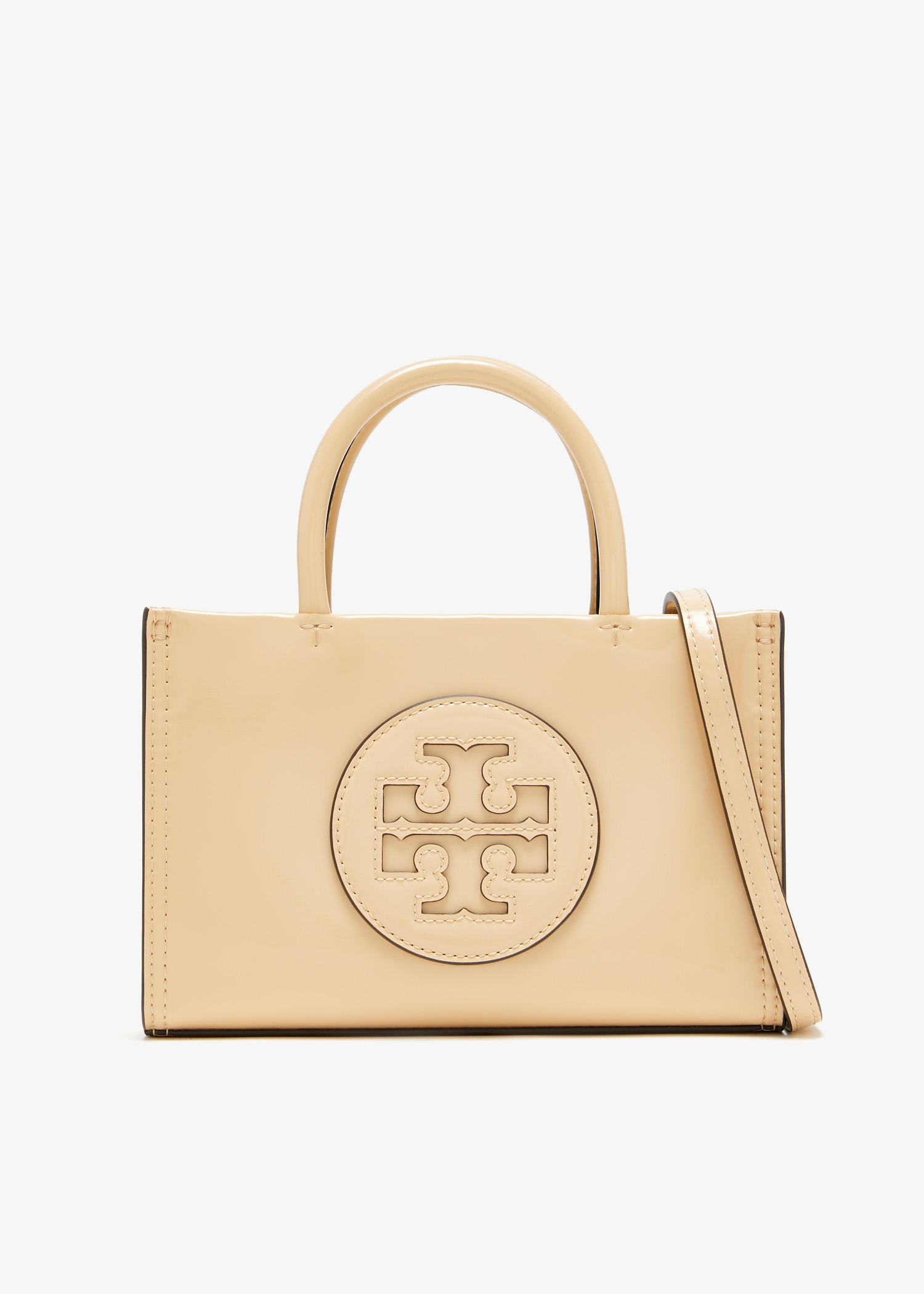 

Mini Ella Bio Patent tote bag, Beige