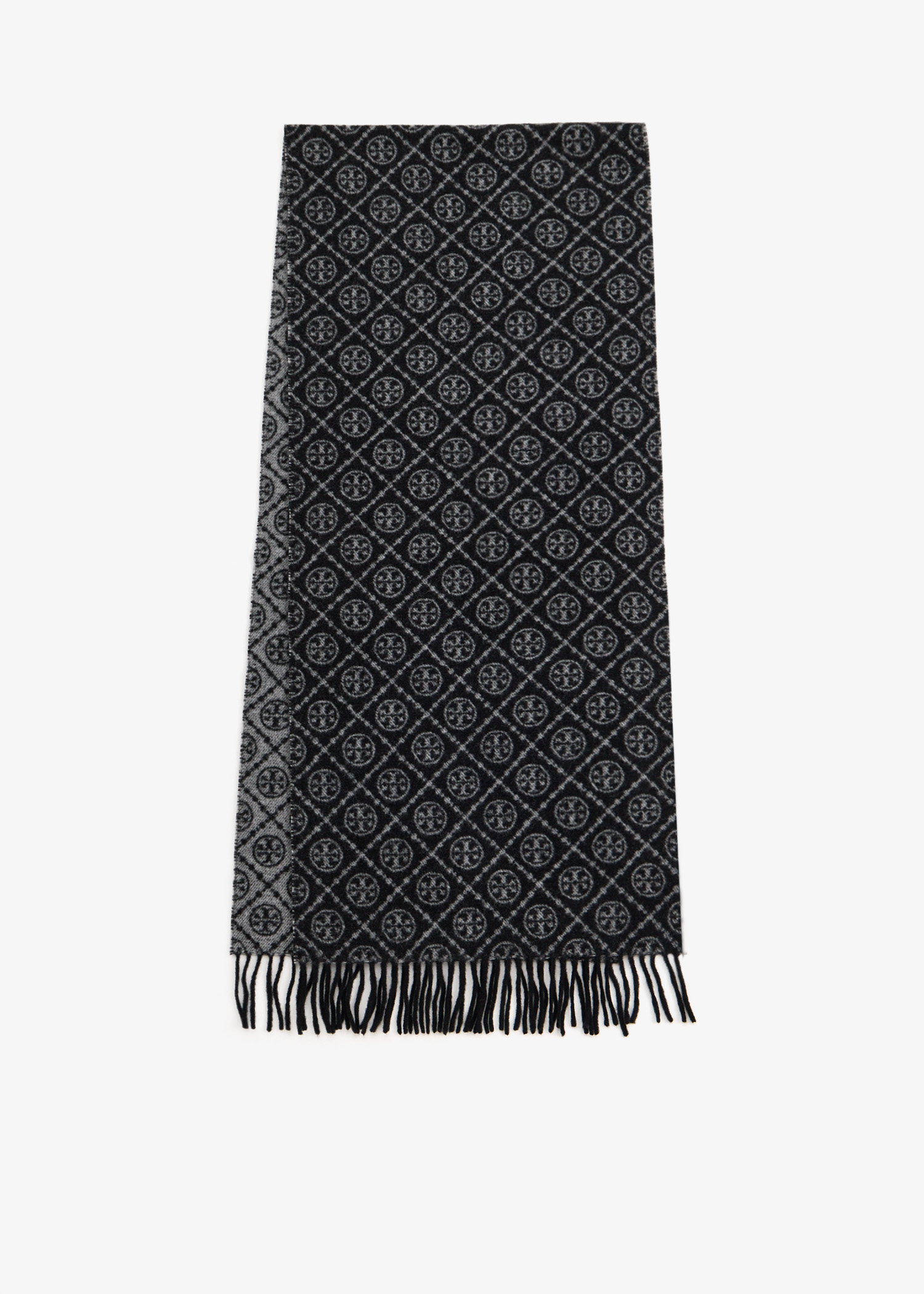 

T Monogram oblong scarf, Black