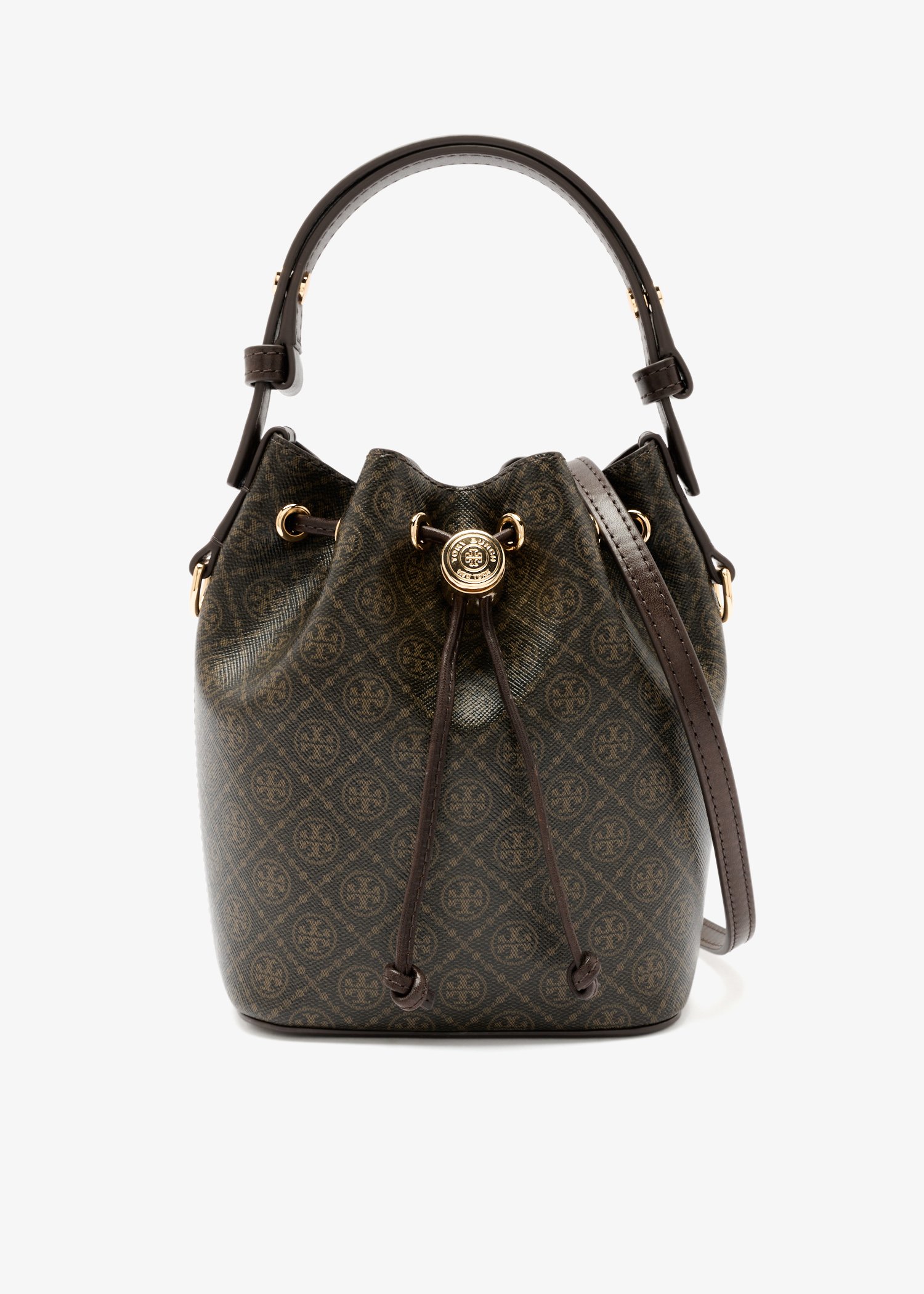 

T Monogram mini bucket bag, Brown