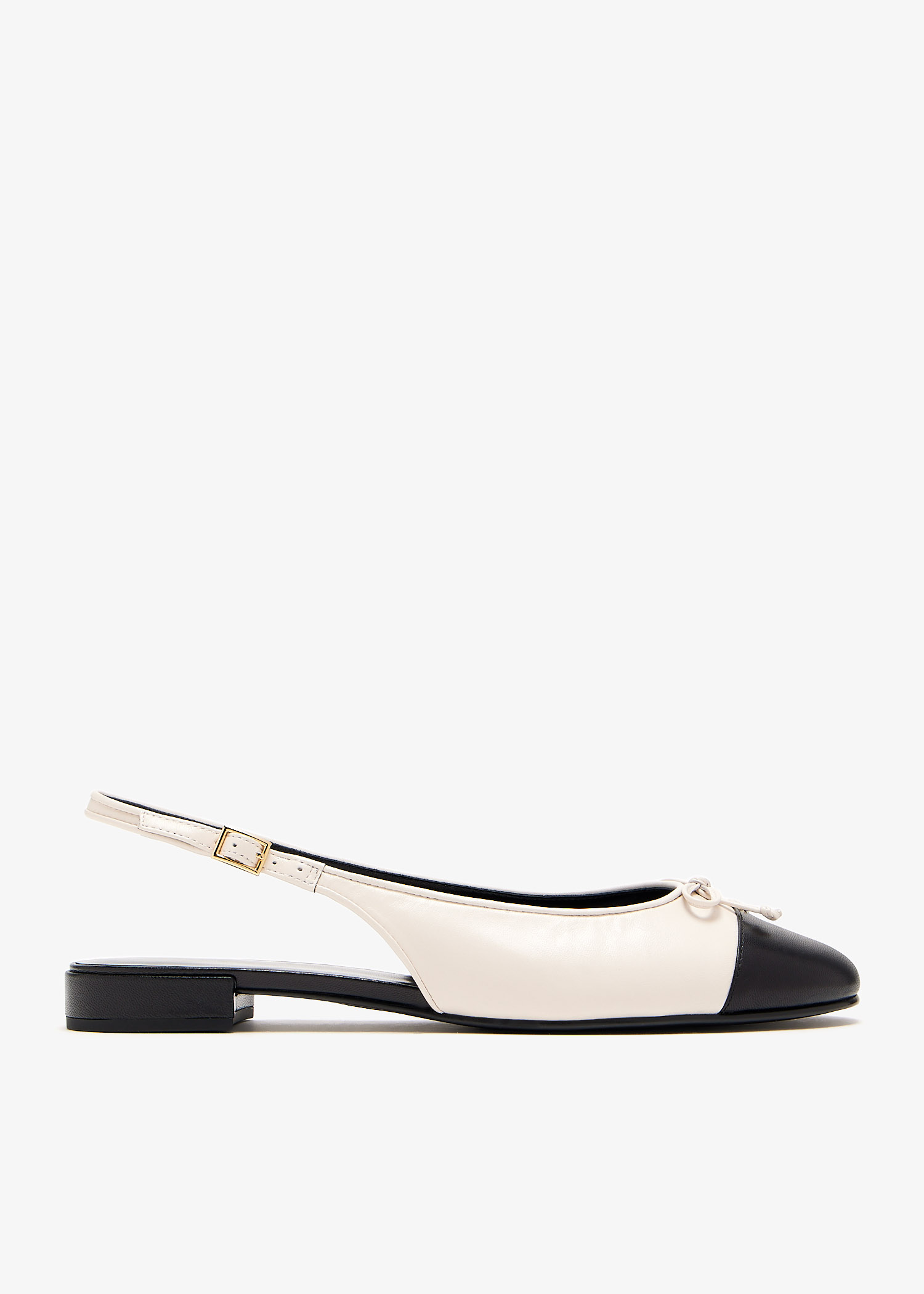 

Cap-toe slingback ballet flats, Beige