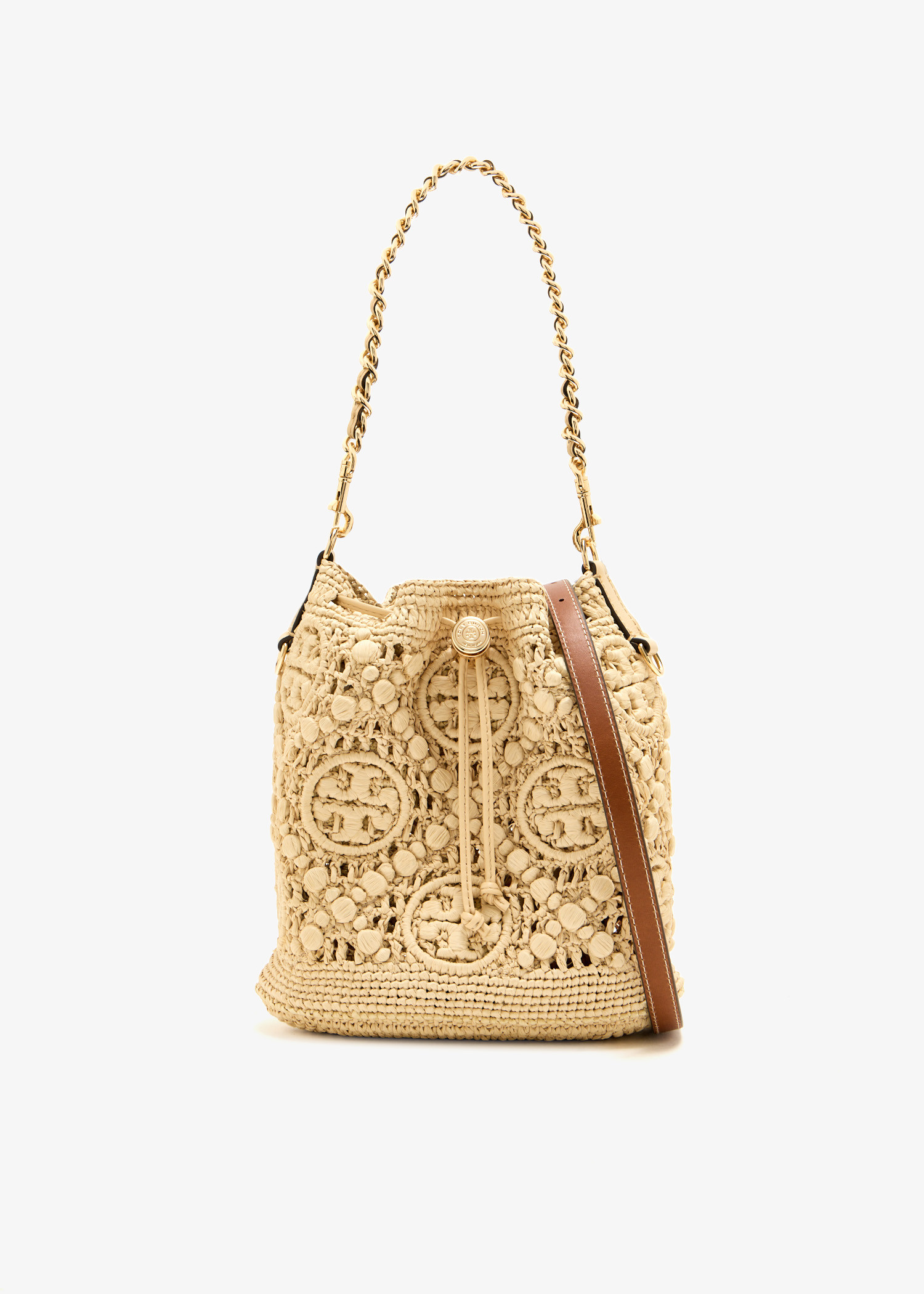 

T Monogram bucket bag, Beige