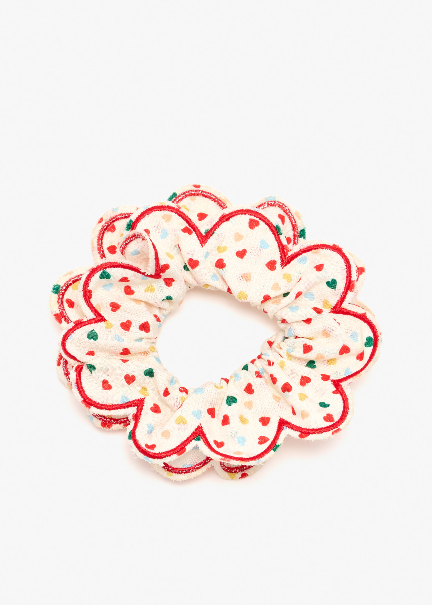

Heart scalloped scrunchie, Cream