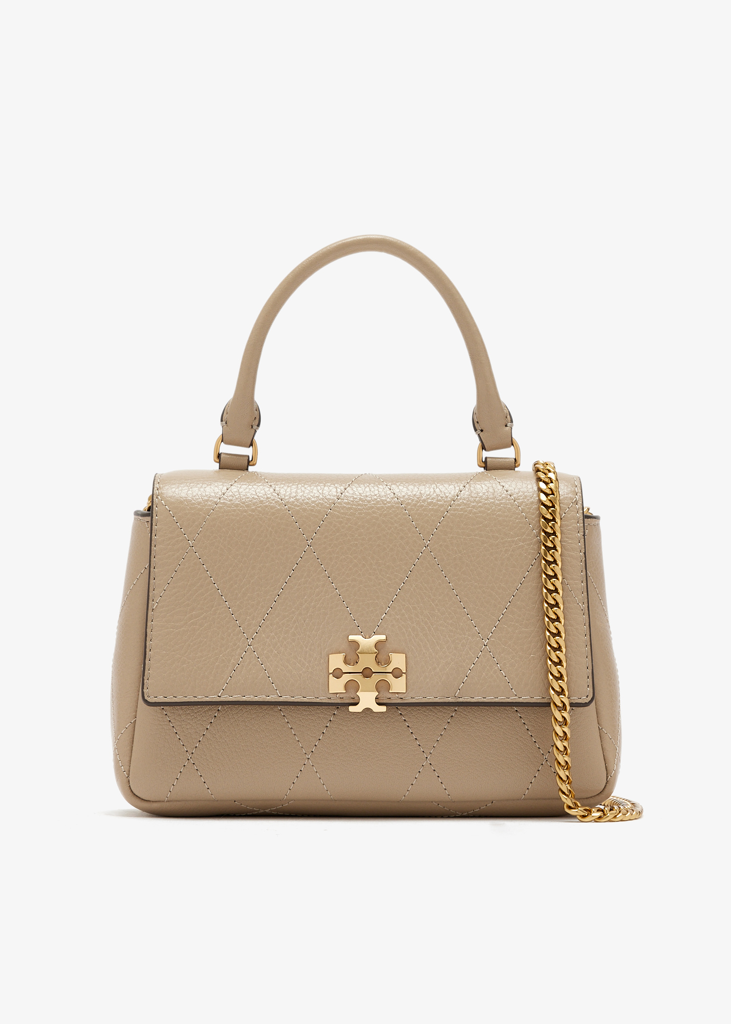 

Mini Charlie Quilted top-handle bag, Beige