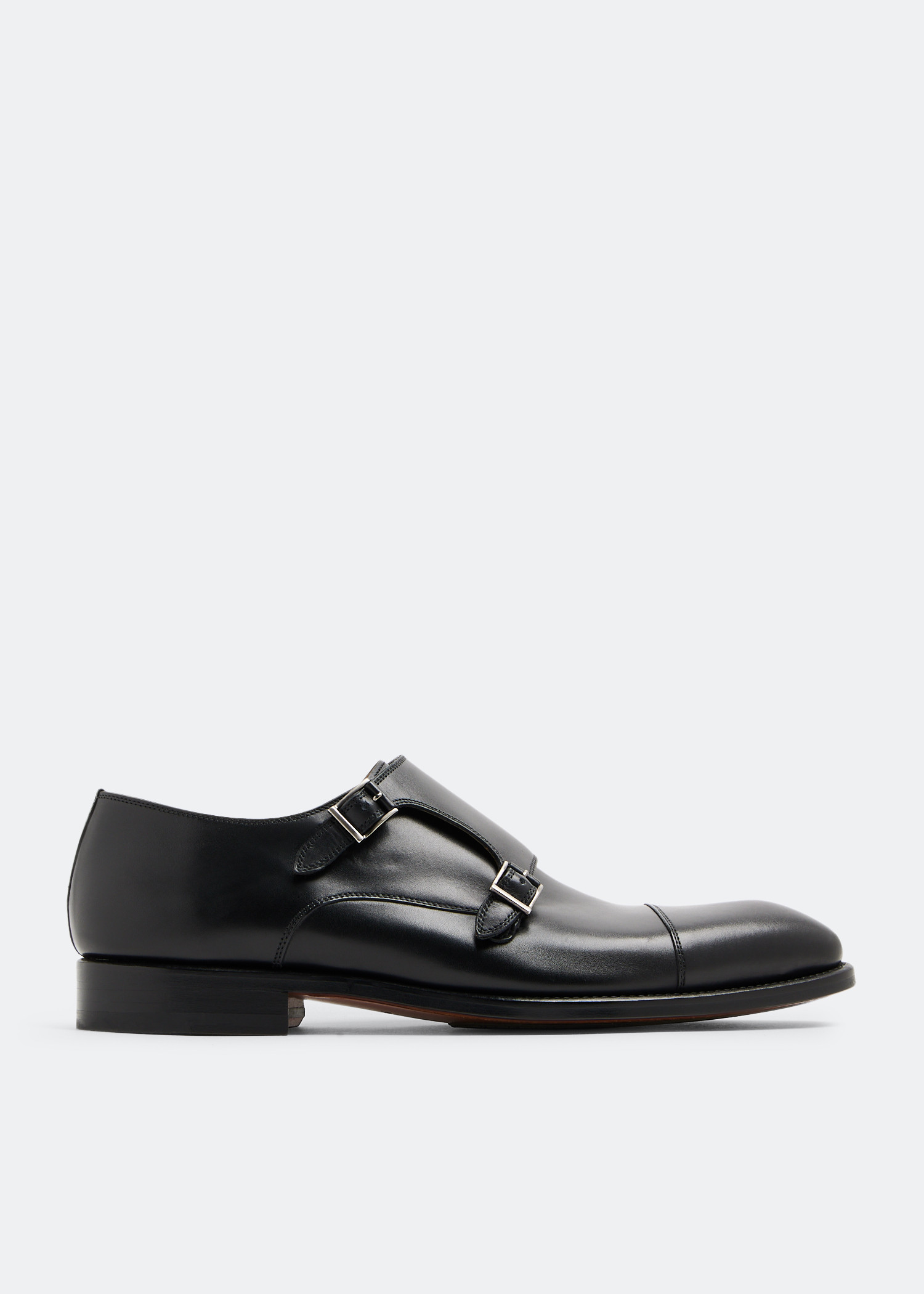 

Leather monk strap shoes, Black