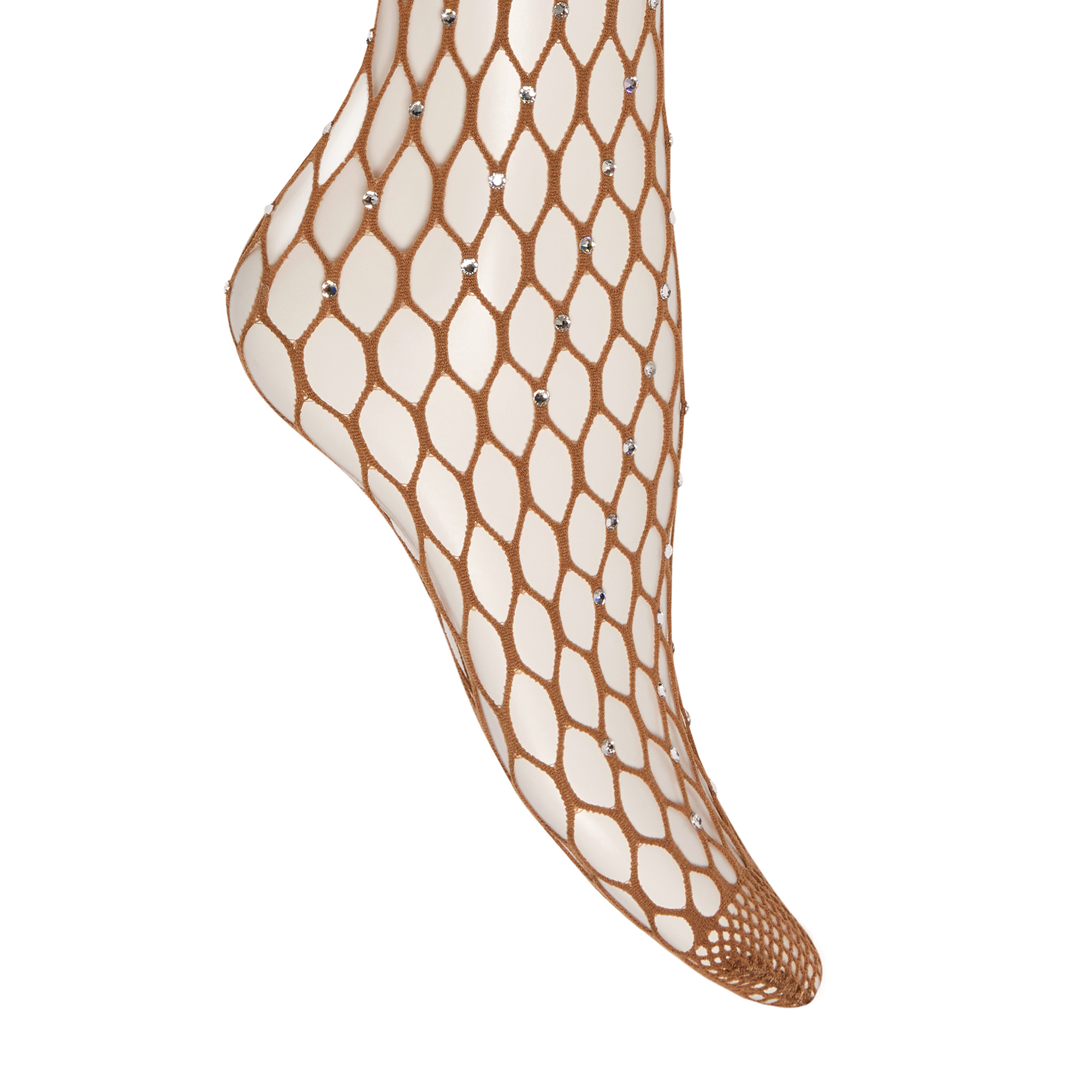 

x Amina Muaddi crystal net tights, Beige