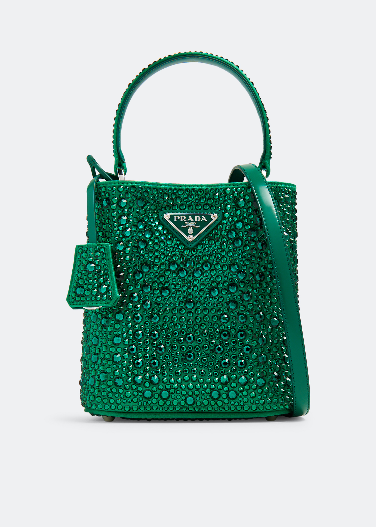 

Panier satin crystal bag, Green