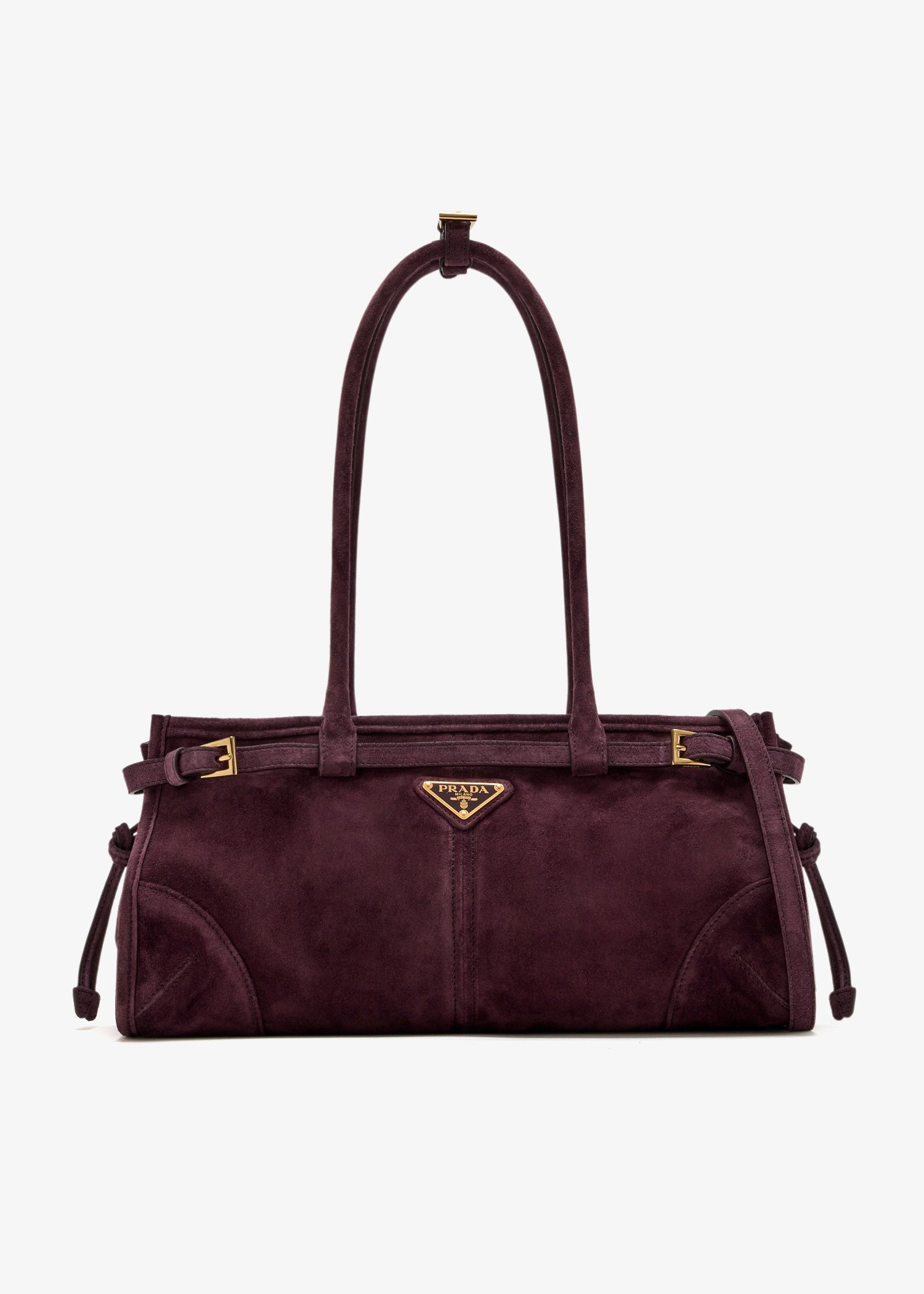 

Prada Bonnie medium suede handbag, Burgundy