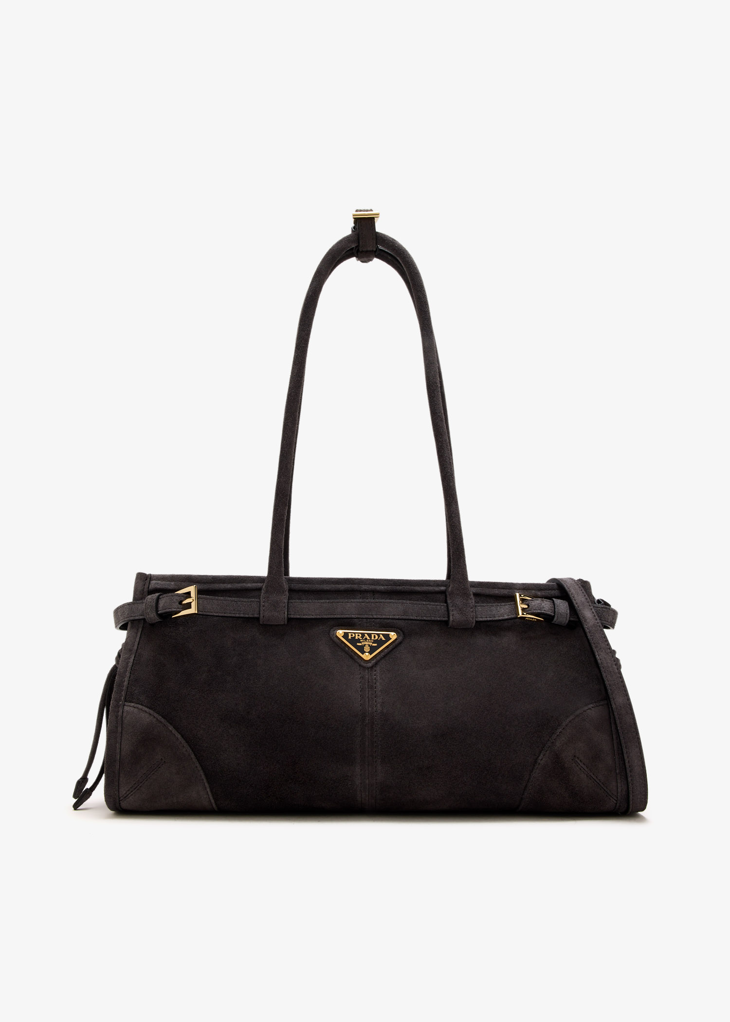 

Prada Bonnie medium suede handbag, Grey