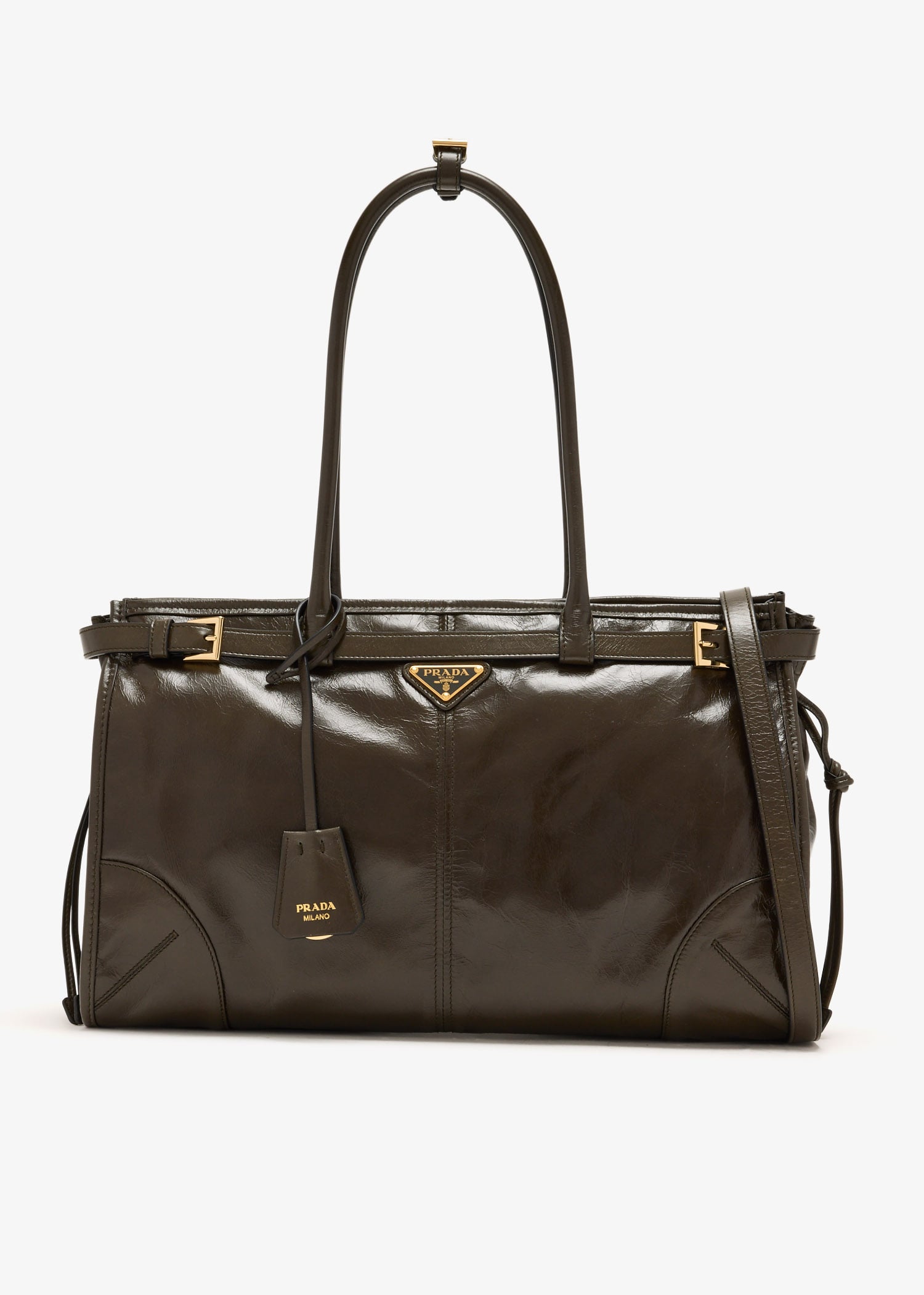 

Prada Bonnie large leather handbag, Brown