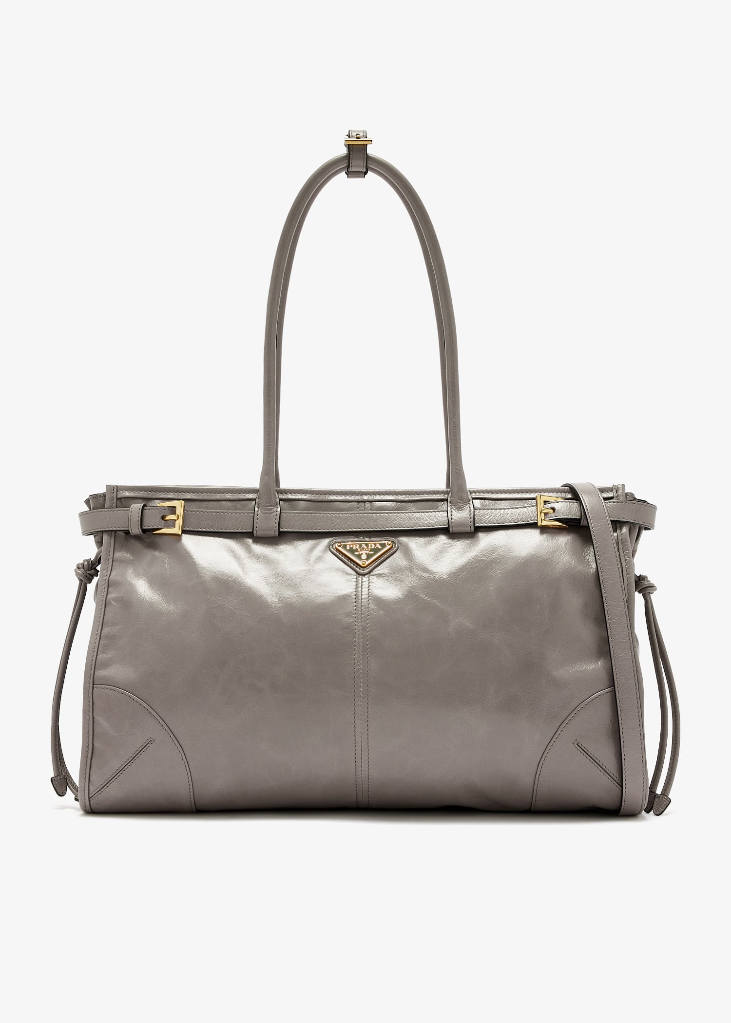 

Prada Bonnie large leather handbag, Grey