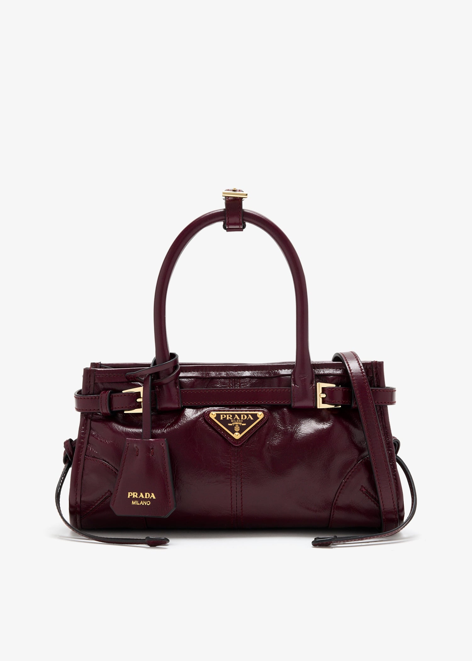 

Prada Bonnie mini leather bag, Burgundy