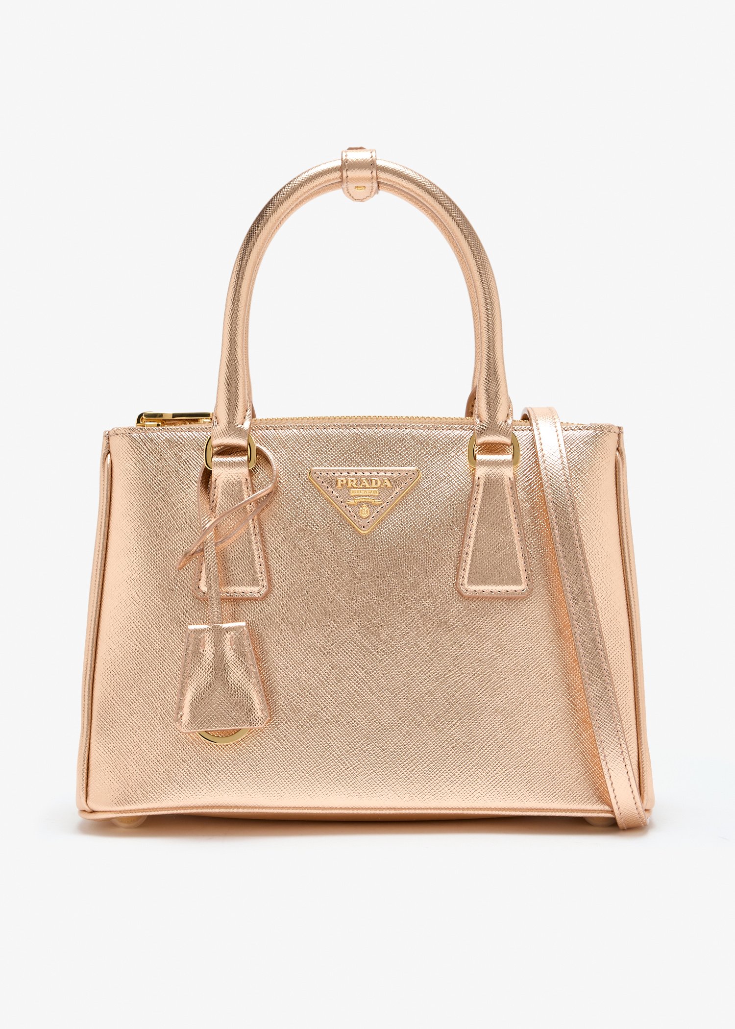

Prada Galleria small patent saffiano leather bag, Rose gold