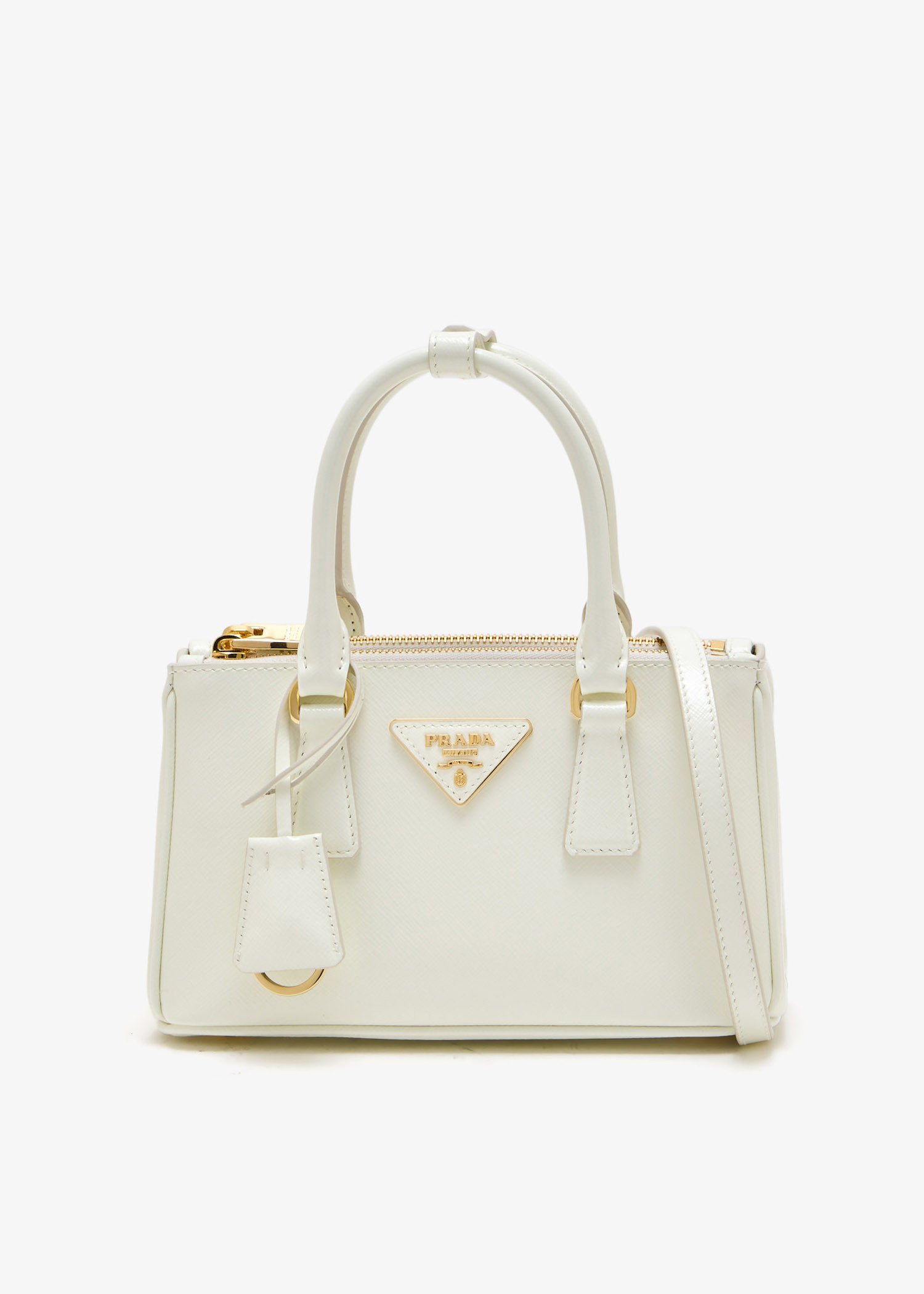 

Prada Galleria patent saffiano leather mini bag, White