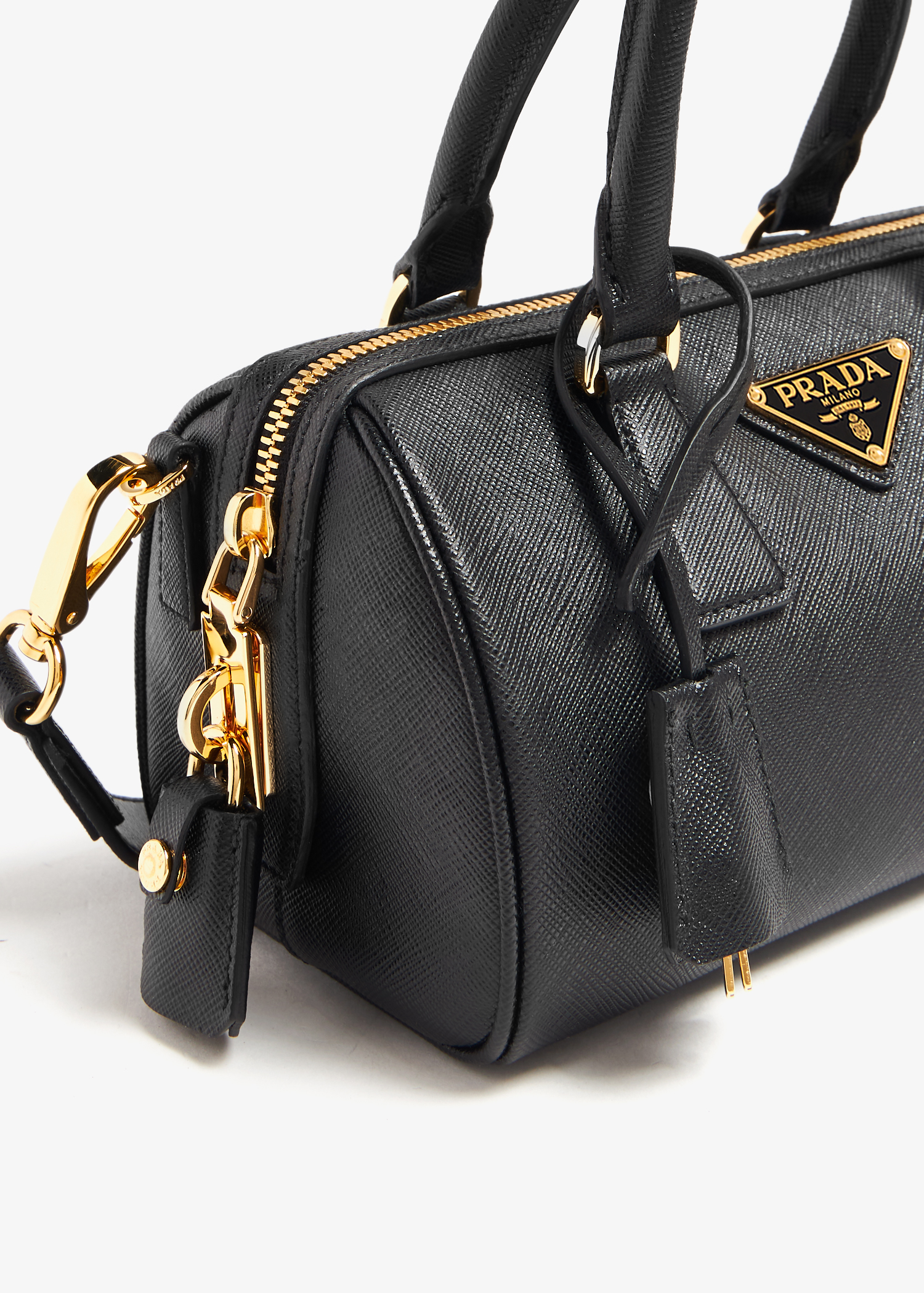 

Saffiano leather top-handle bag, Black
