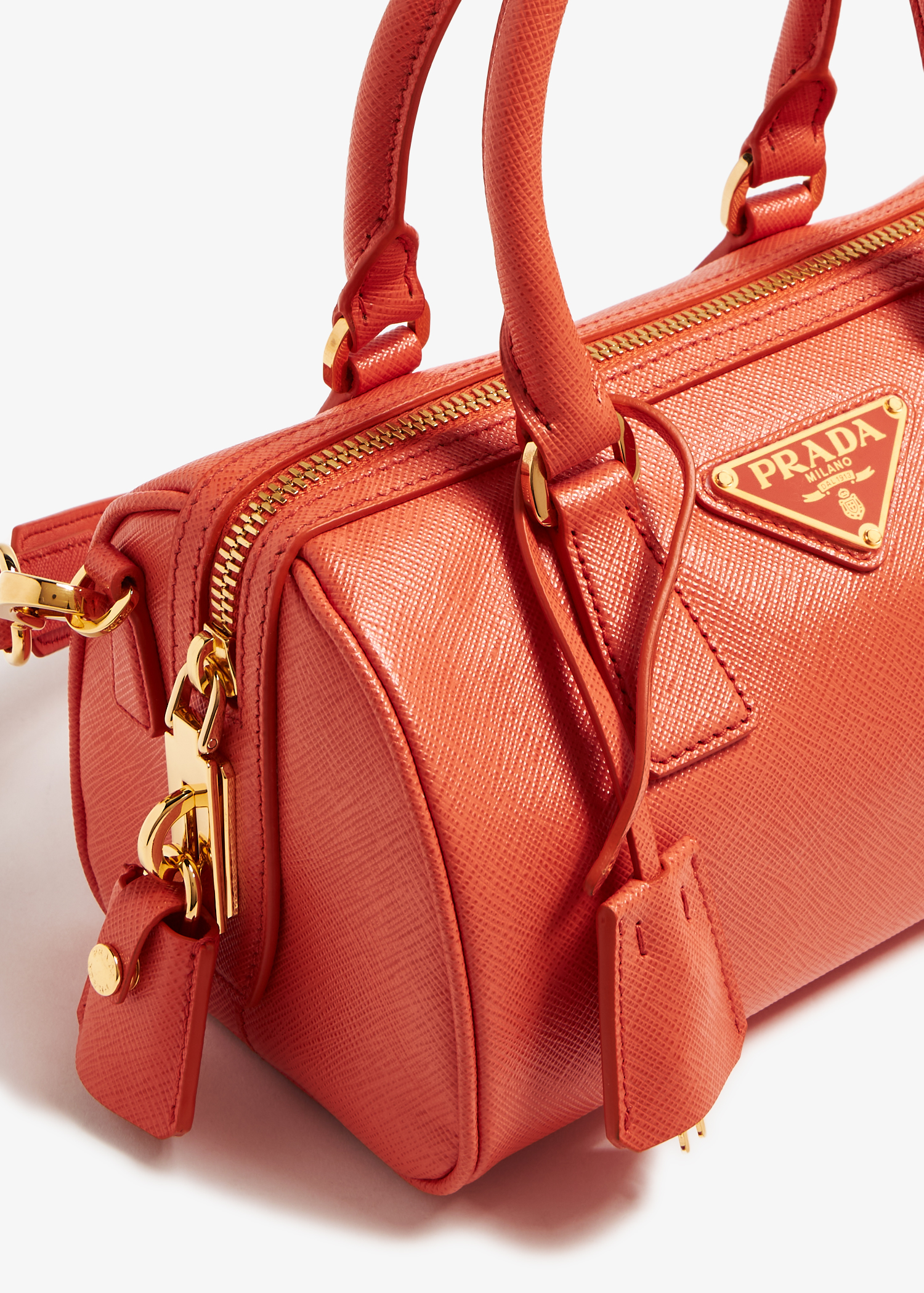 

Saffiano leather top-handle bag, Orange
