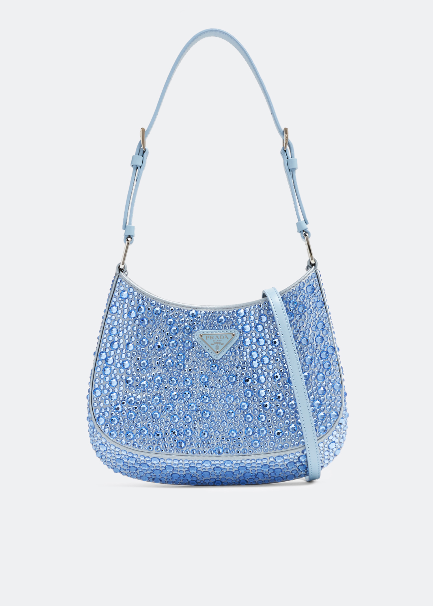 

Cleo satin crystal shoulder bag, Blue