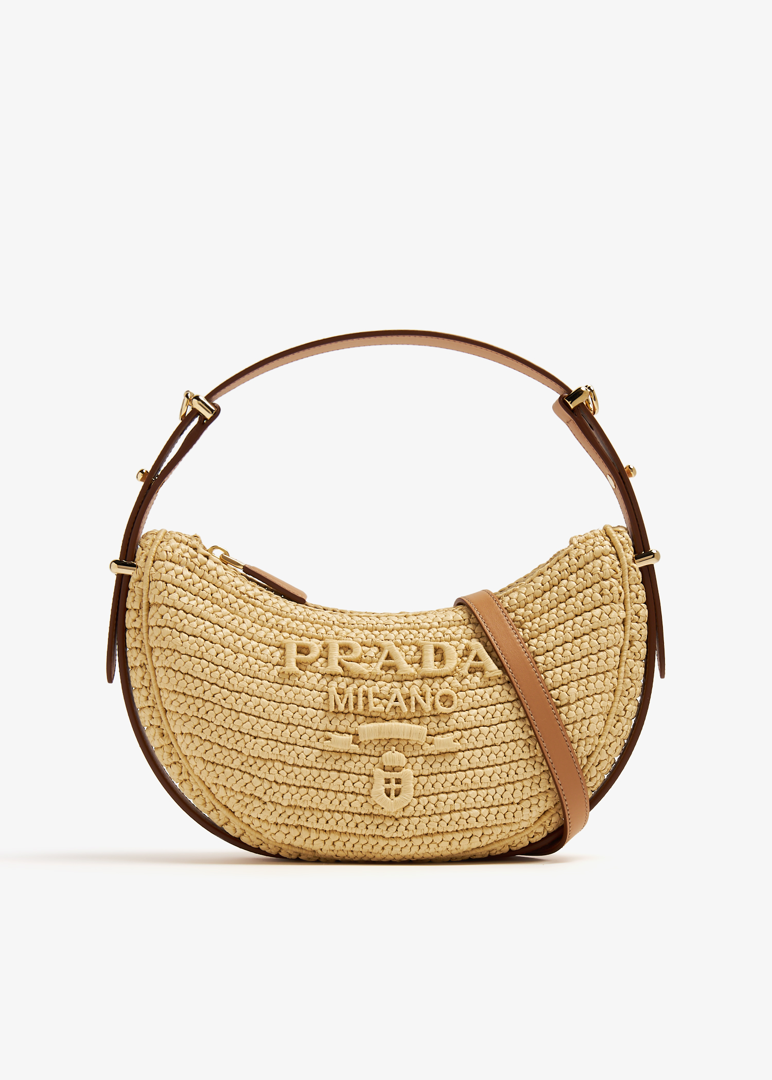 

Arqué raffia shoulder bag, Beige