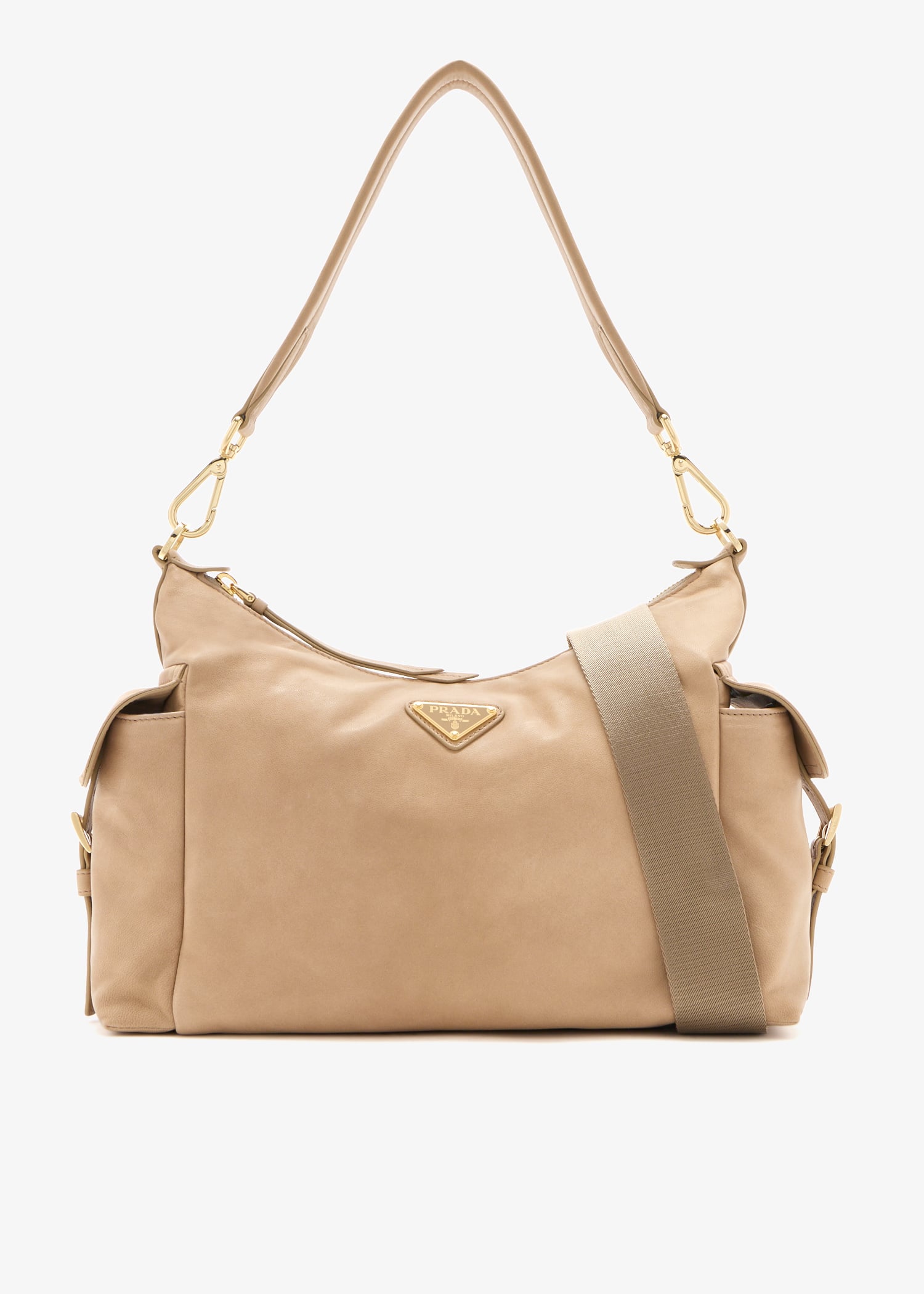 

Prada Explore large nappa leather bag, Beige