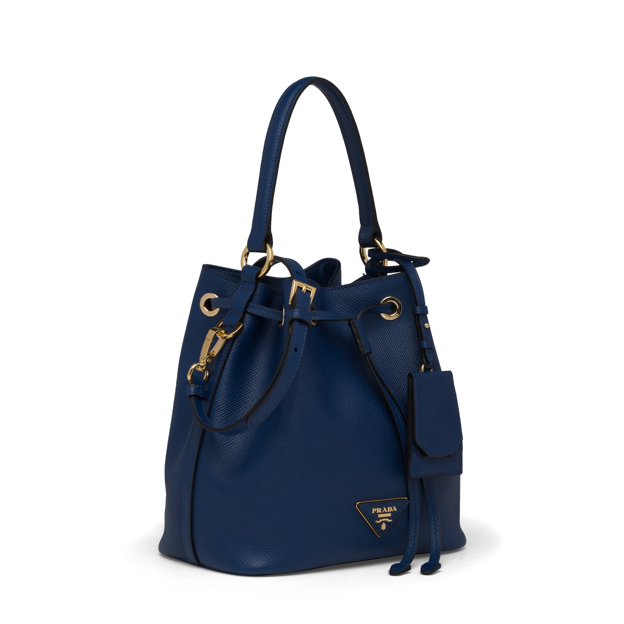 

Saffiano leather bucket bag, Blue