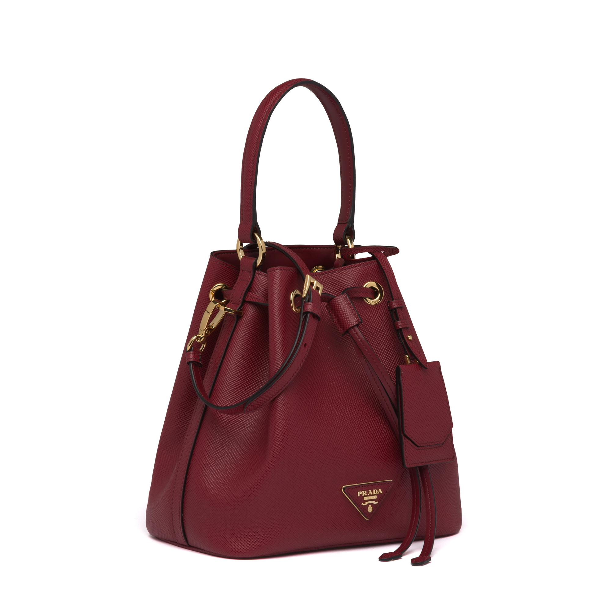 

Saffiano leather bucket bag, Burgundy