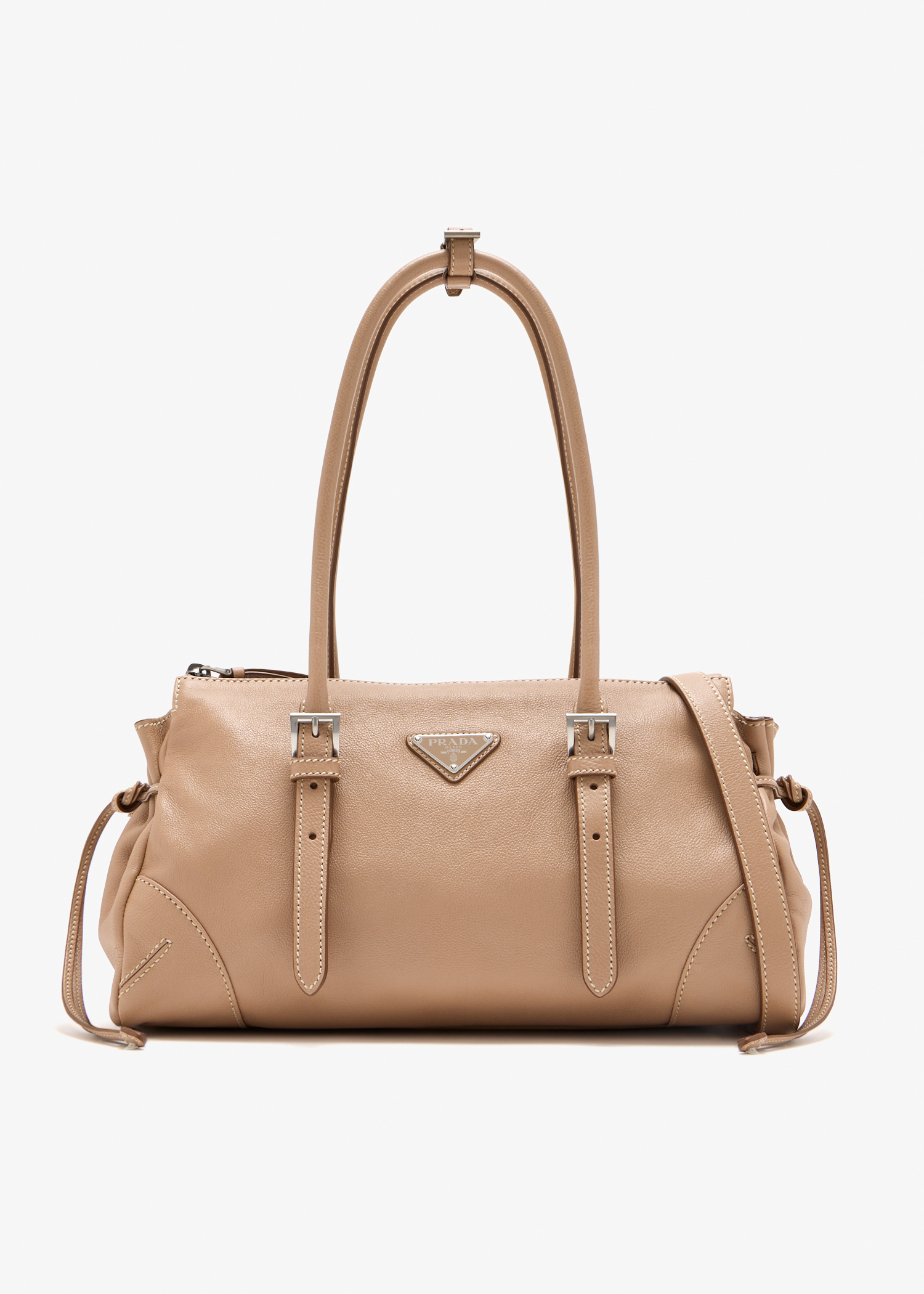 

Prada Bonnie medium antiqued leather tote bag, Beige