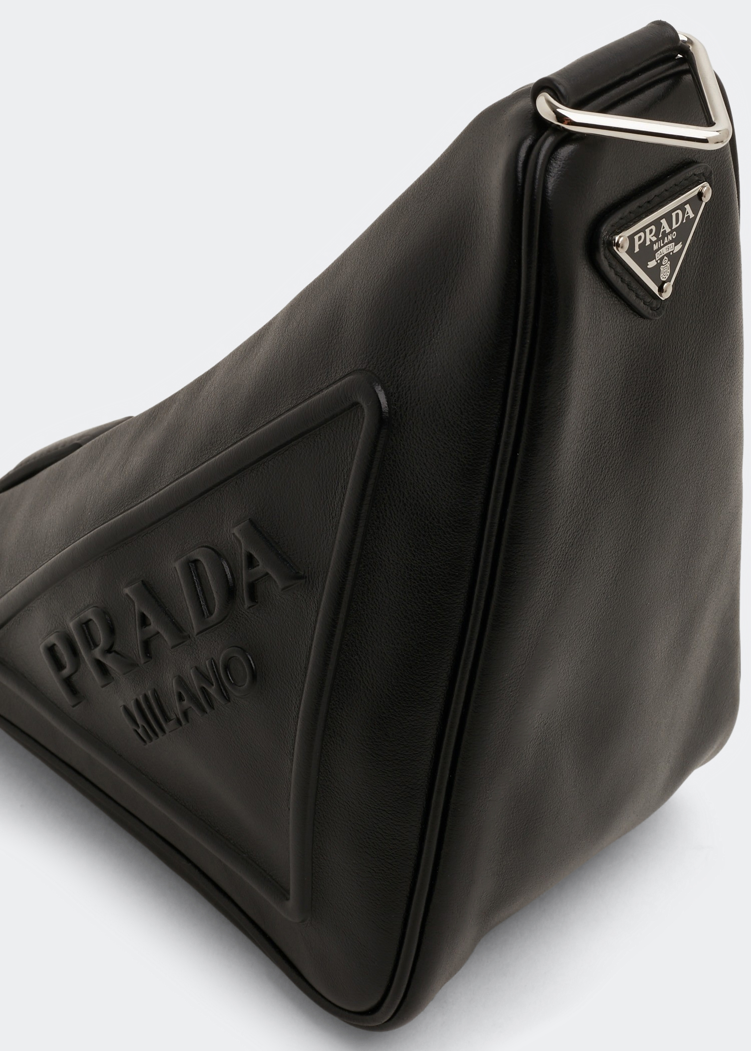 

Triangle leather shoulder bag, Black