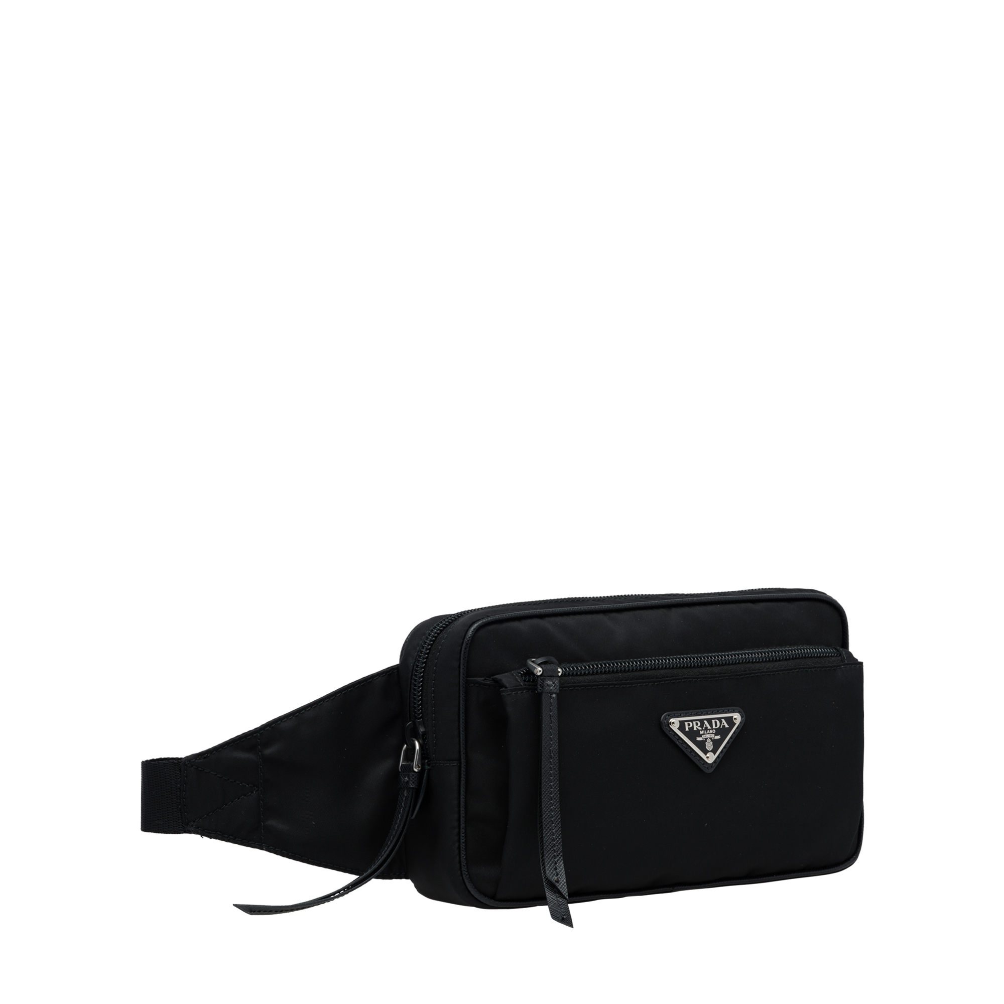 

Nylon and leather belt bag, Black