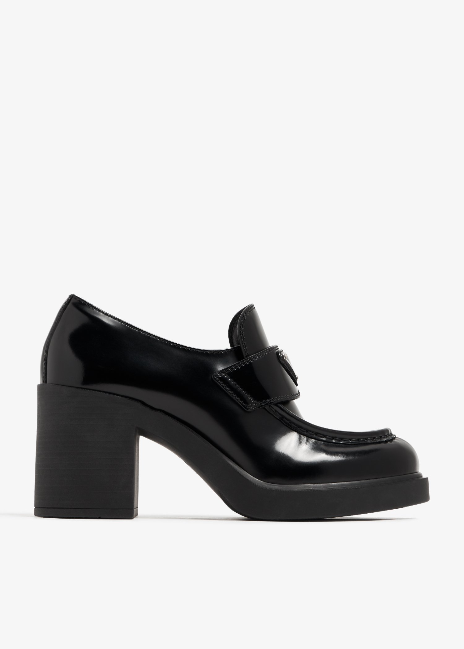 

Brushed leather high-heel loafers, Black