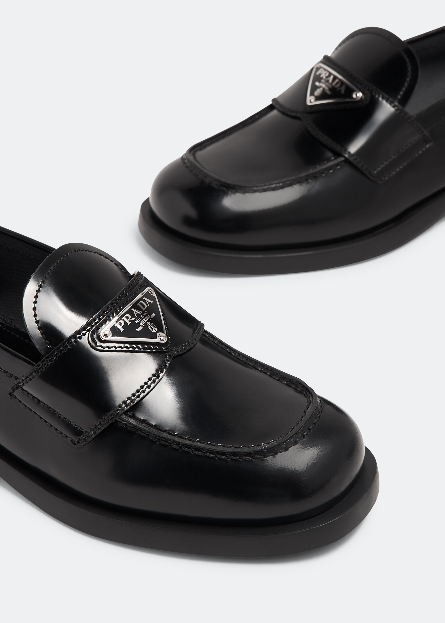 

Unlined brushed leather loafers, Black