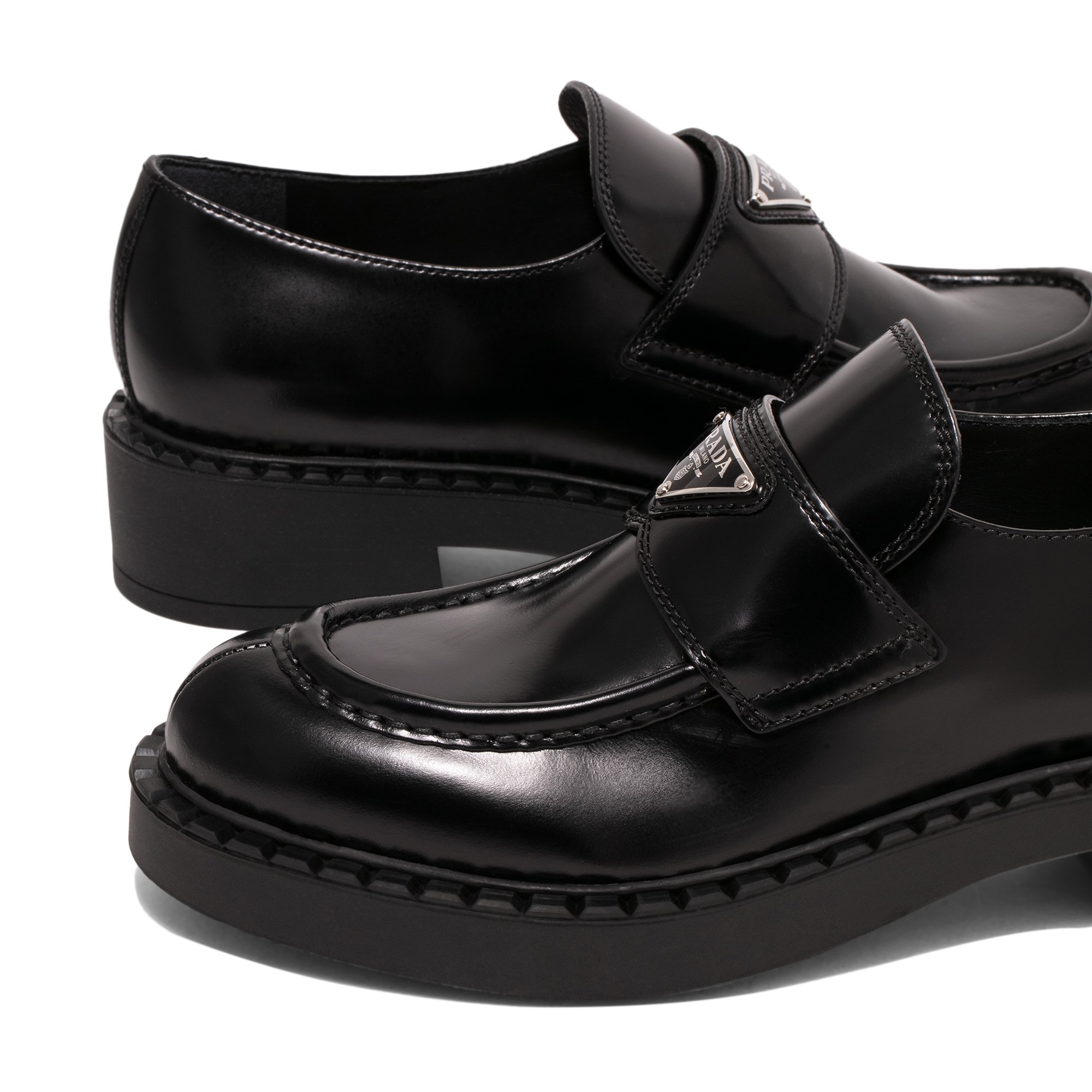 

Brushed leather loafers, Black