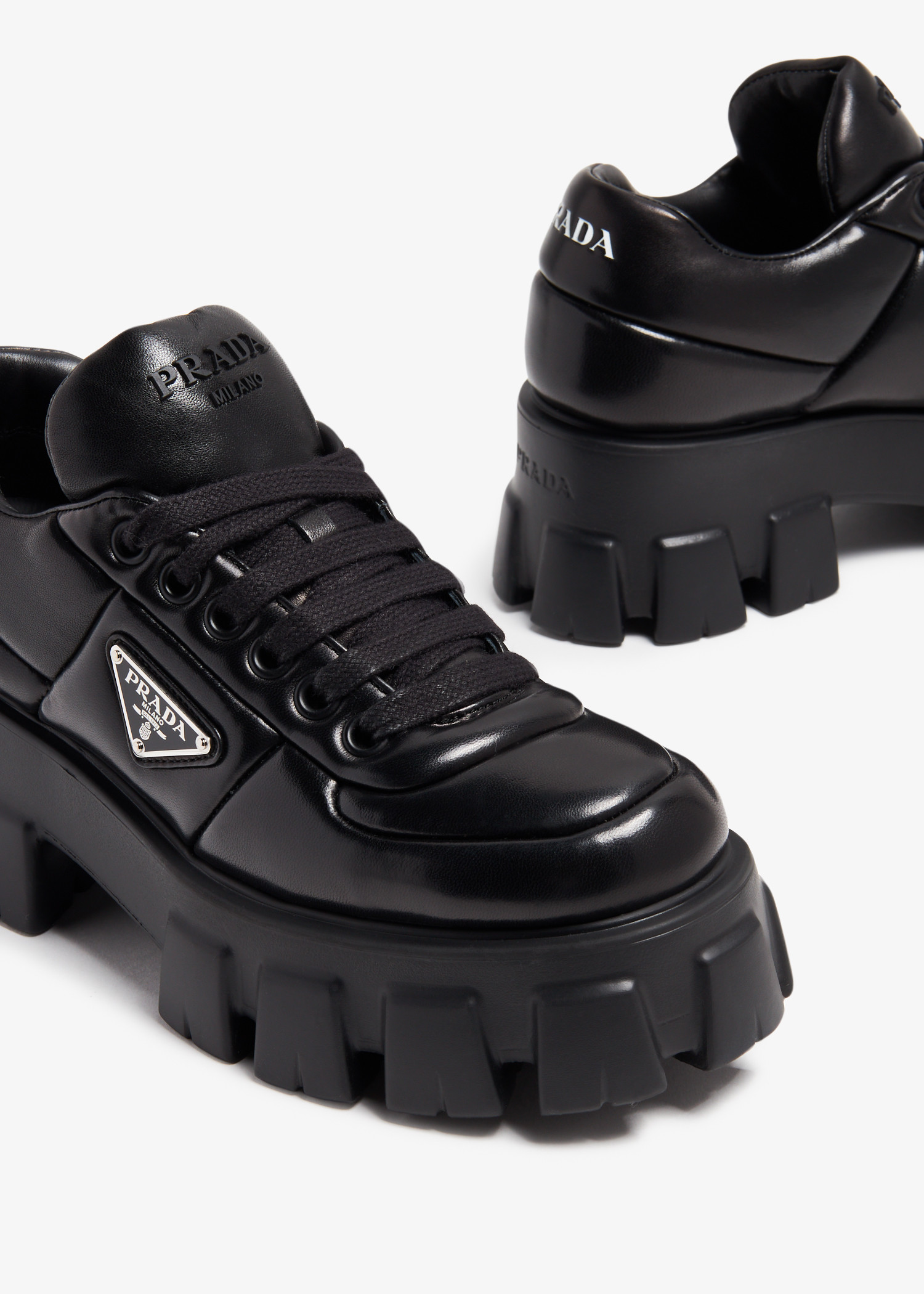 

Soft padded nappa leather lace-up shoes, Black