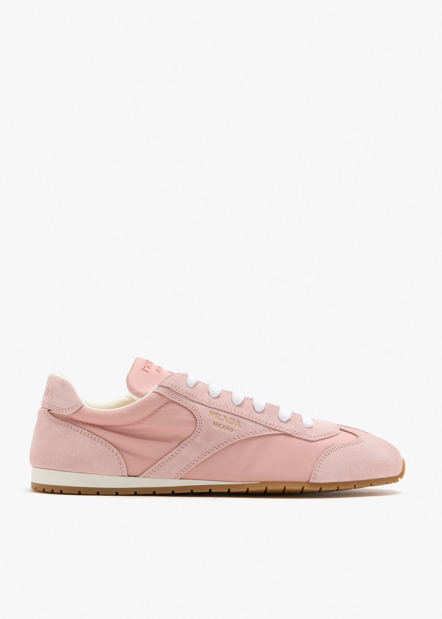 

Re-Nylon and suede laced sneakers, Pink