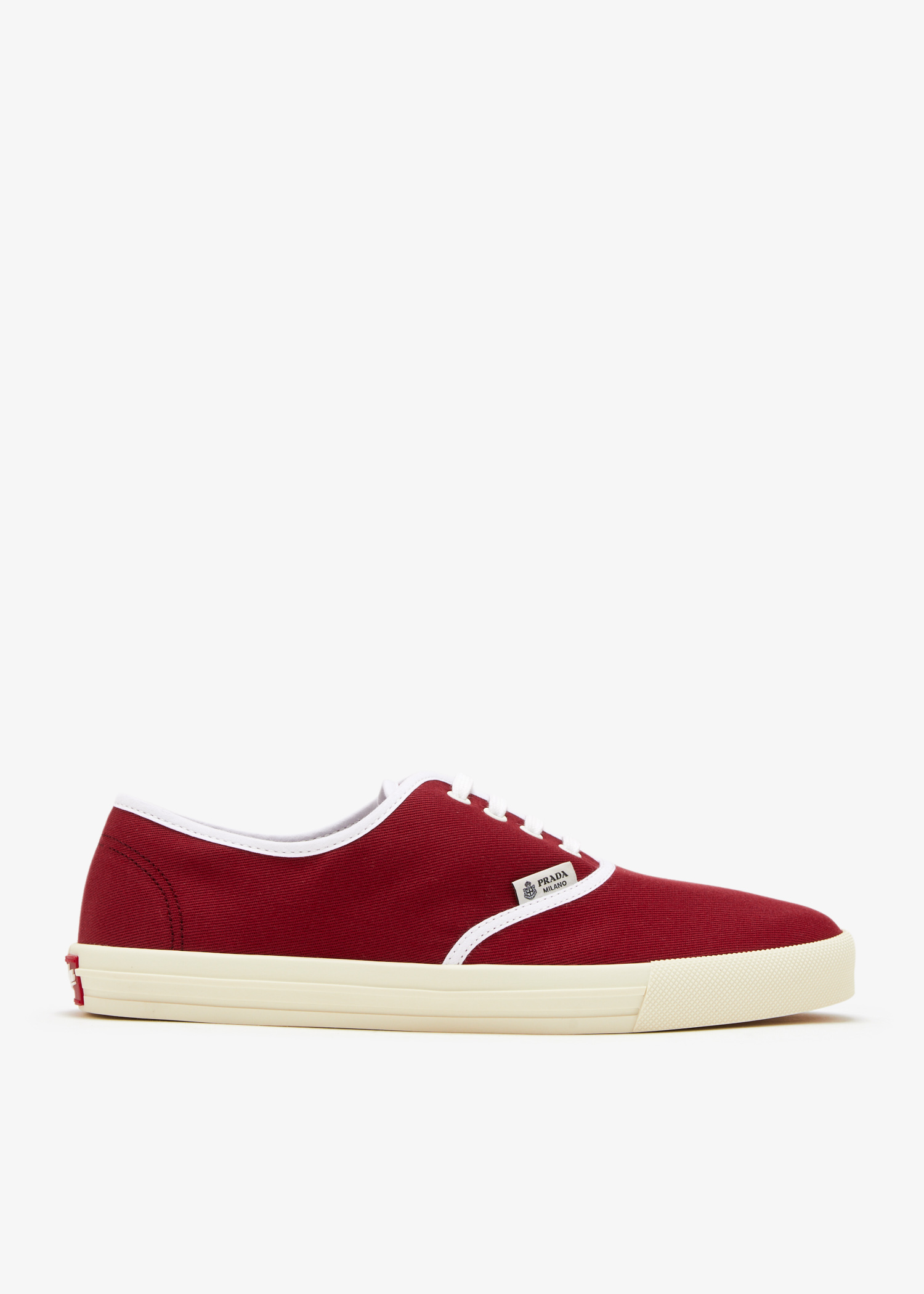 

Drill fabric laced sneakers, Burgundy