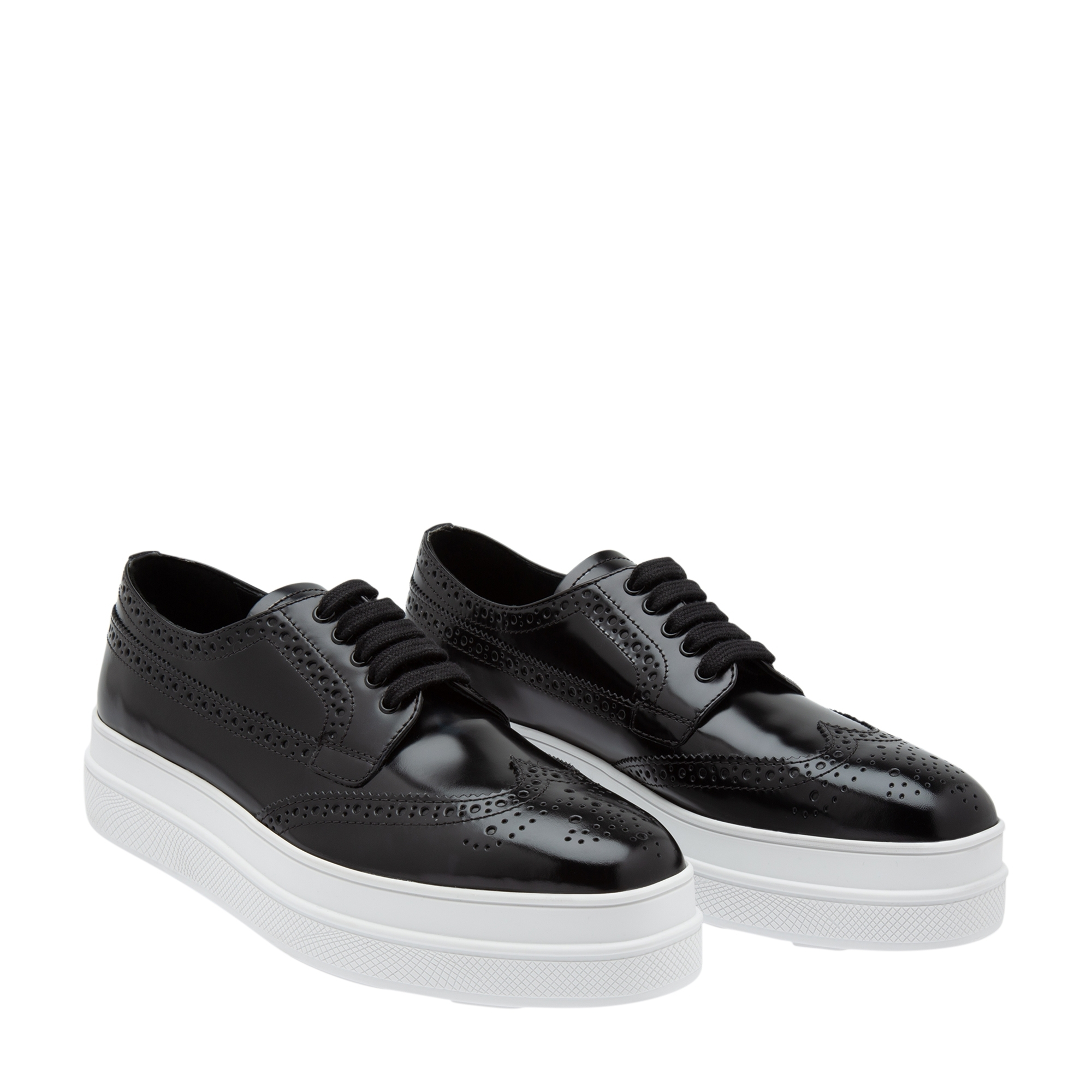

Metallic leather derby platform shoes, Black