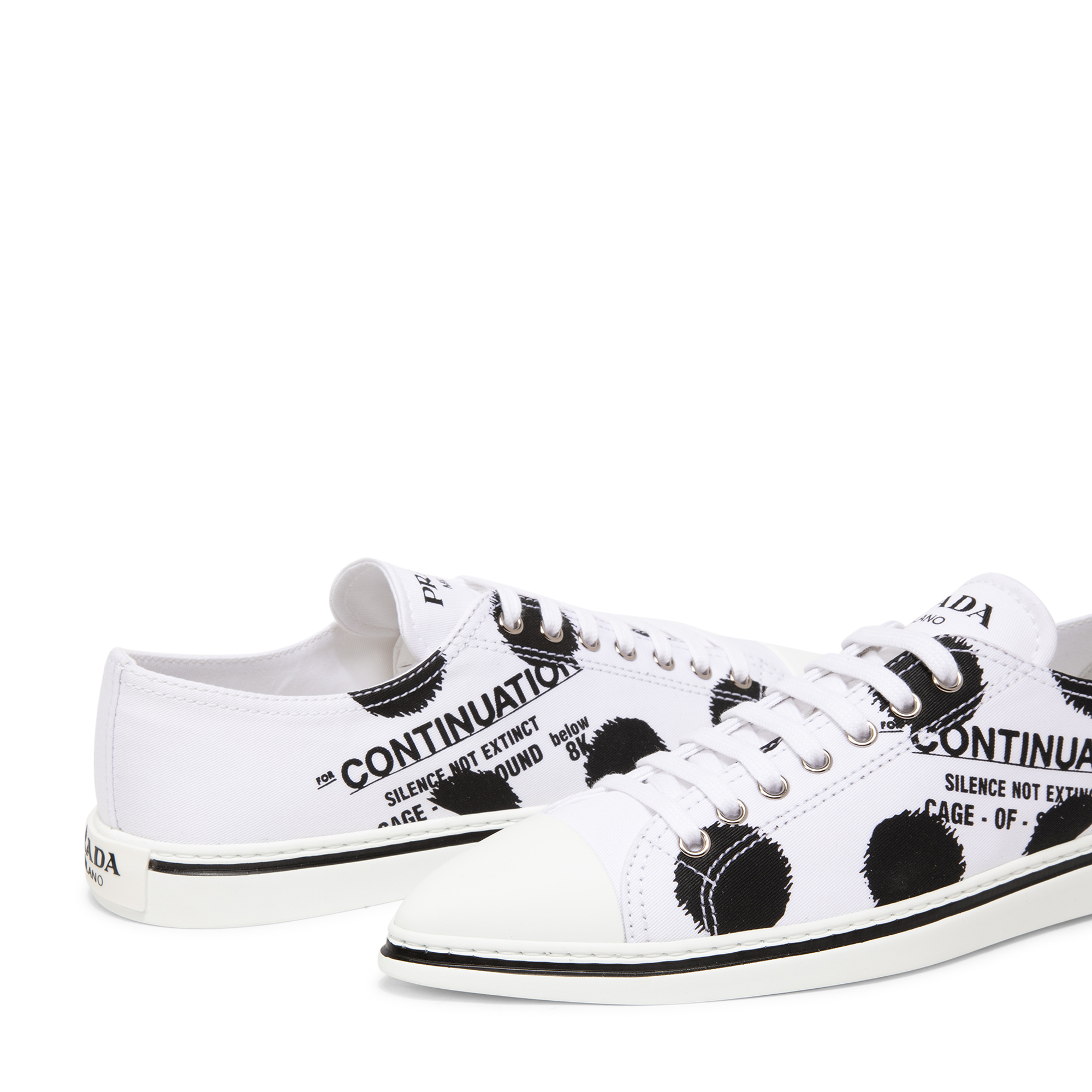 

Printed cotton gabardine sneakers, White