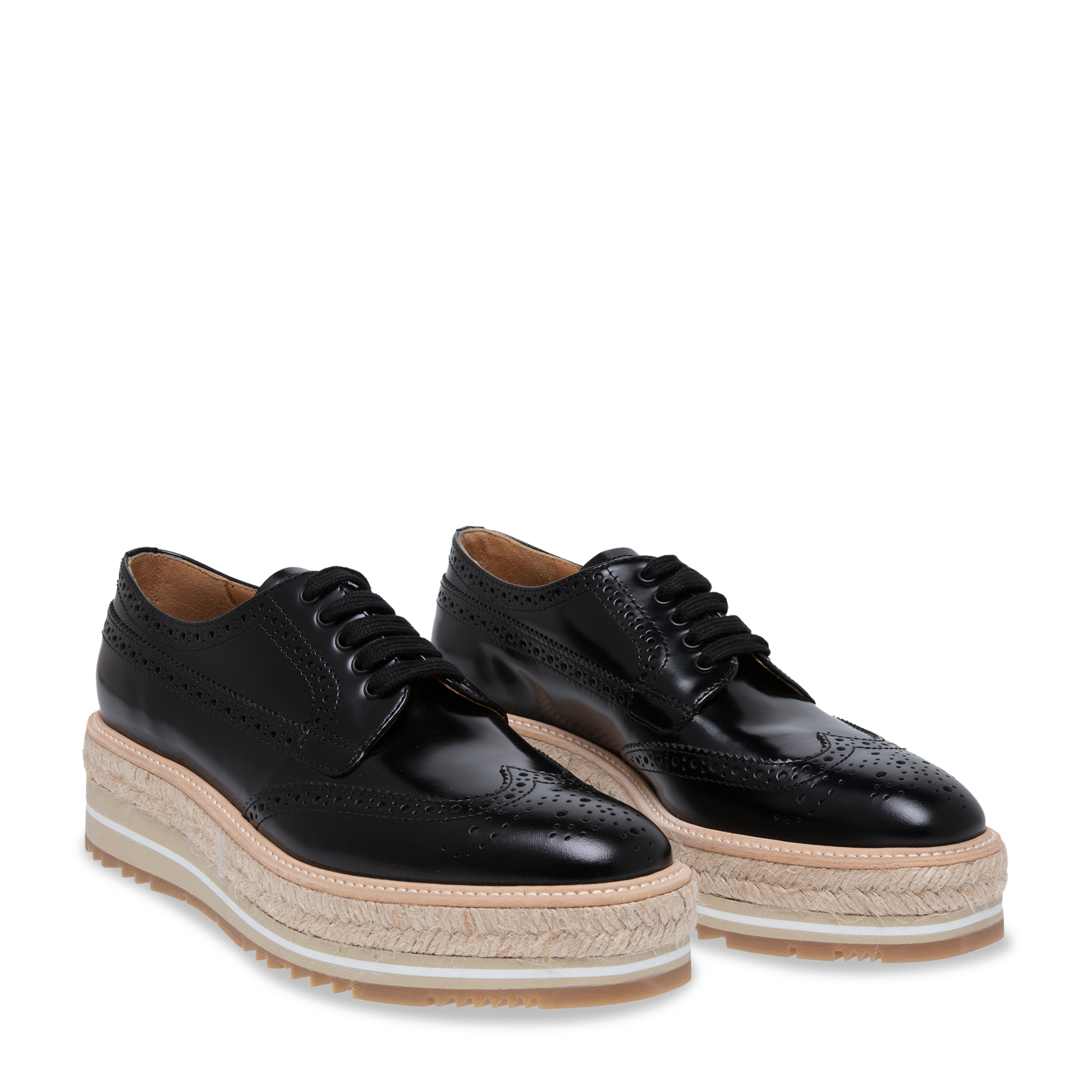 

Leather platform lace-up brogues, Black