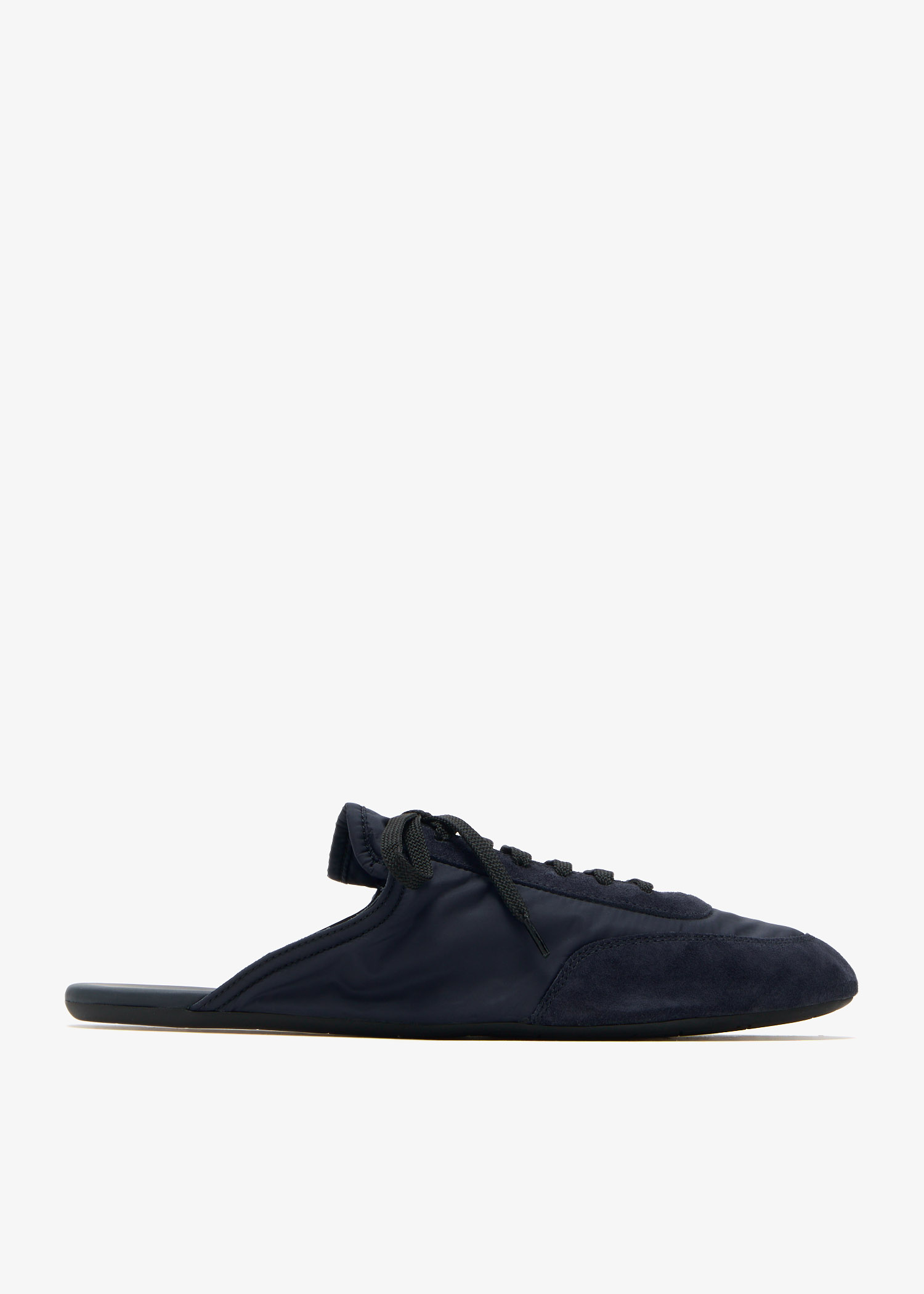 

Collapse Re-Nylon and suede mules, Navy