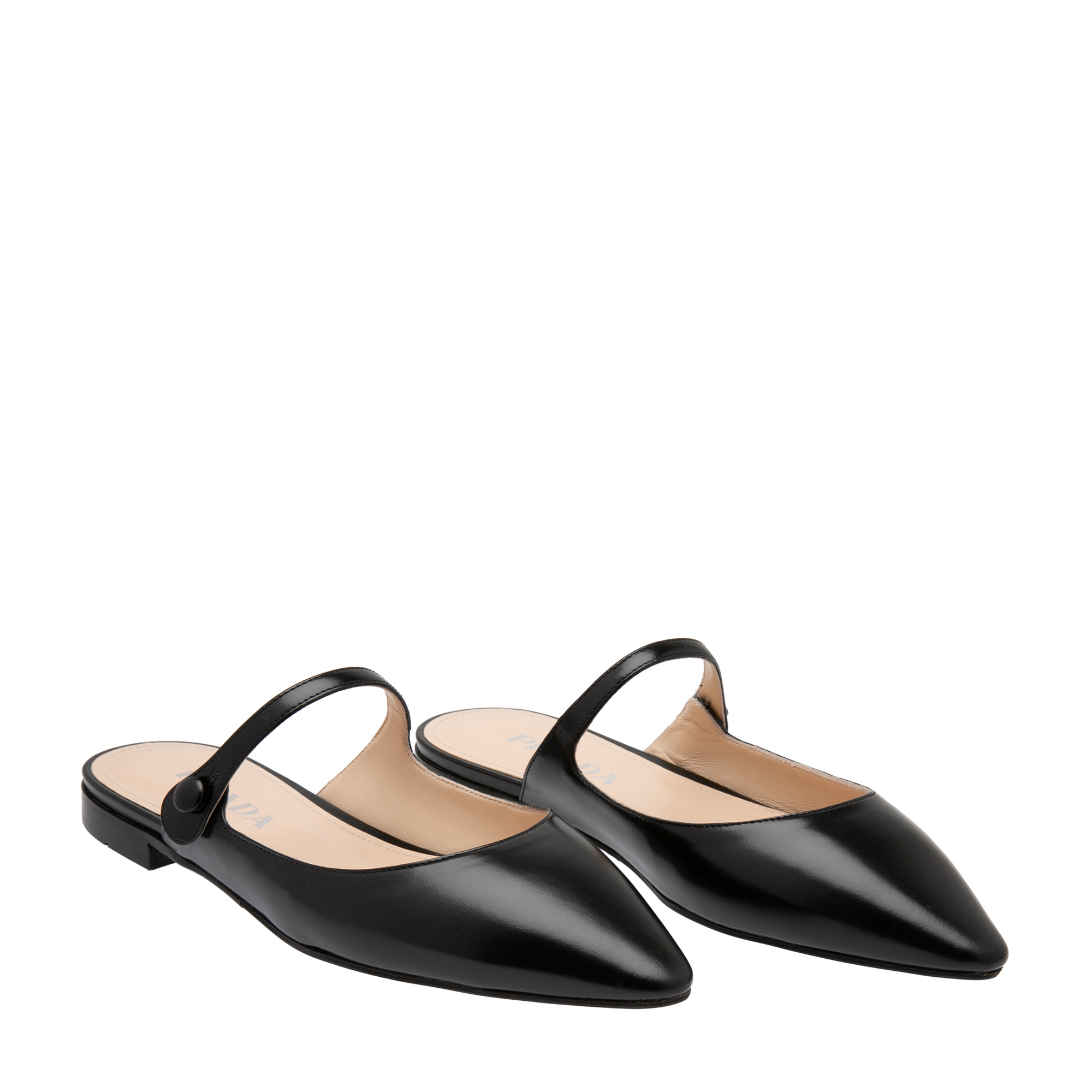 

Backless leather Mary-Jane flats, Black
